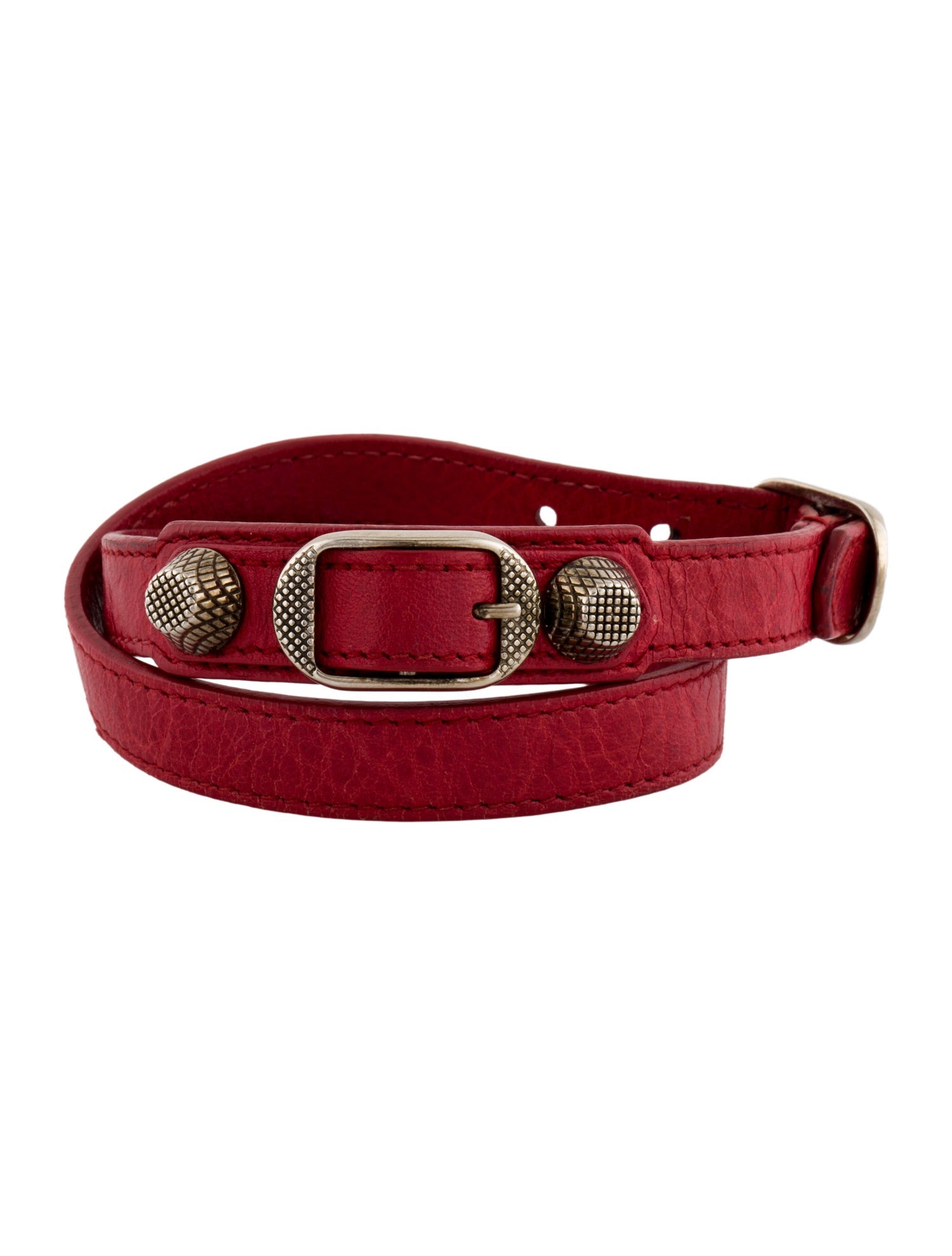 Balenciaga Leather Arena Giant Double Tour Wrap Bracelet
