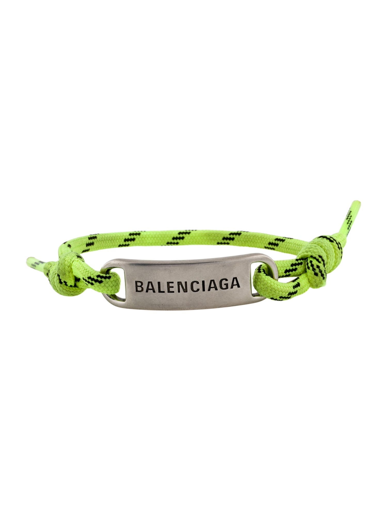 Balenciaga Cord Logo Adjustable Plate Bracelet