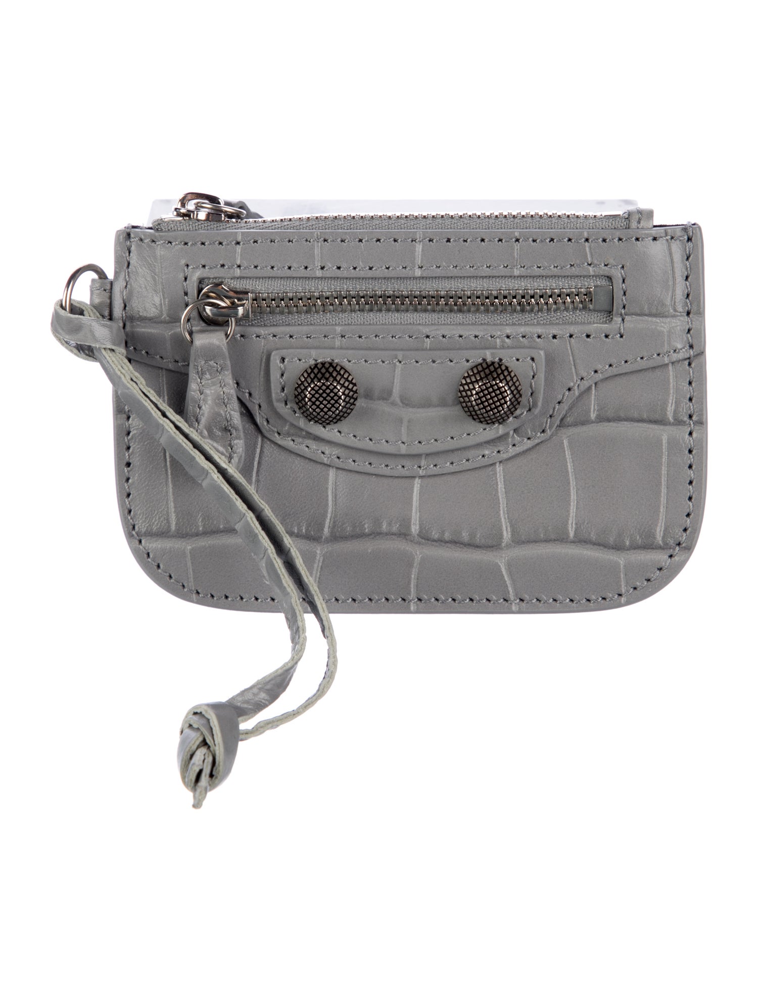 Balenciaga Le Cagole Coin Purse Embossed Leather Wristlet