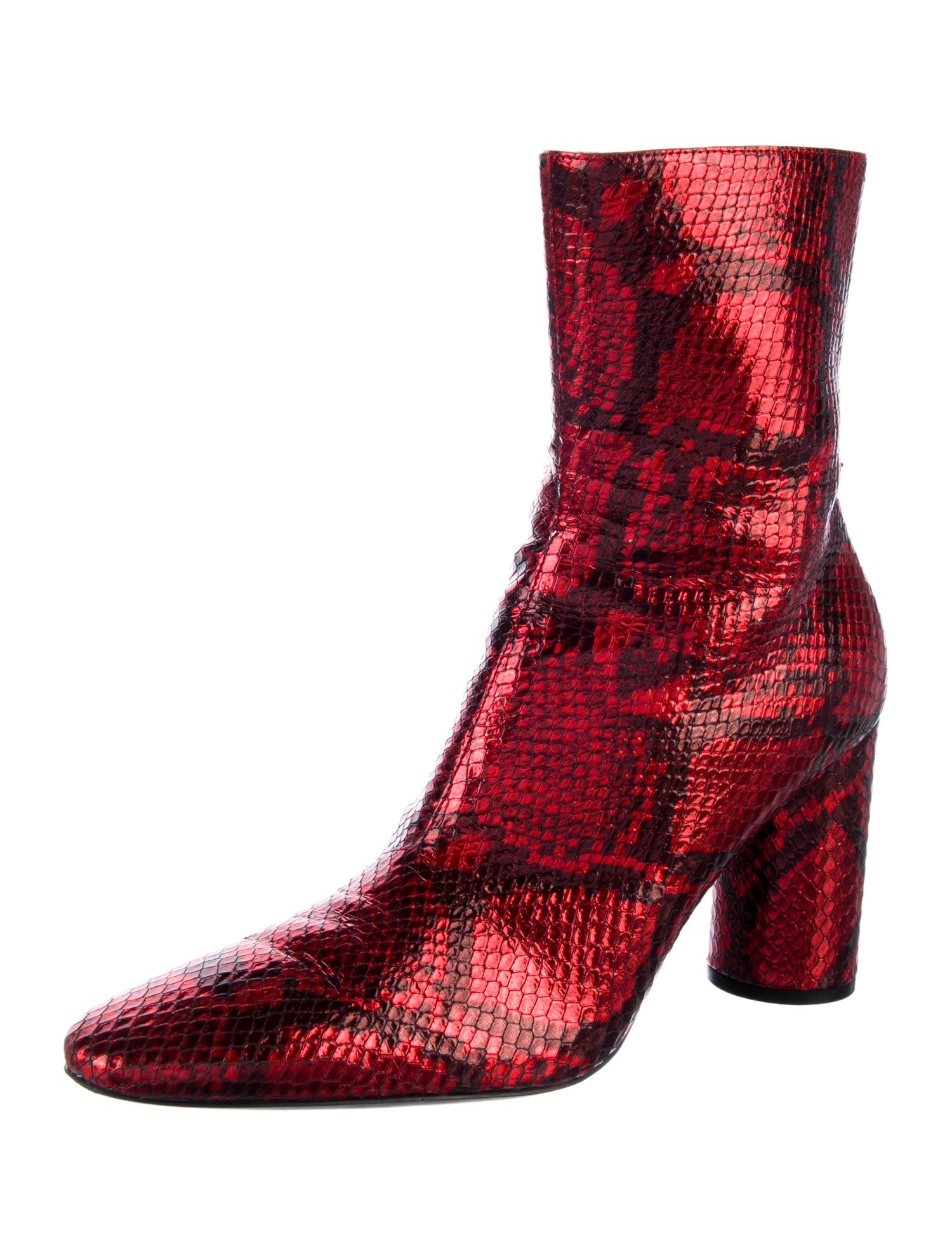 Balenciaga Embossed Leather Animal Print Combat Boots