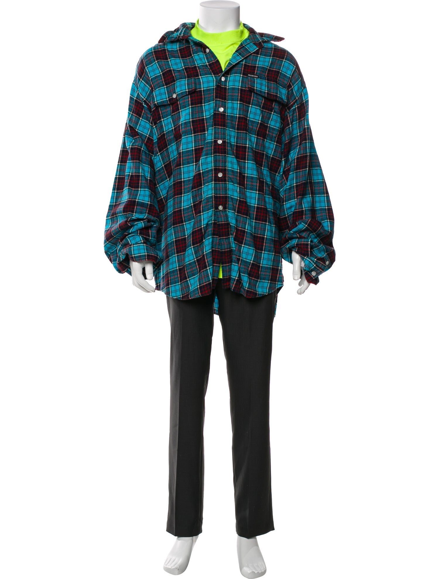 Balenciaga 2021 Plaid Print Shirt