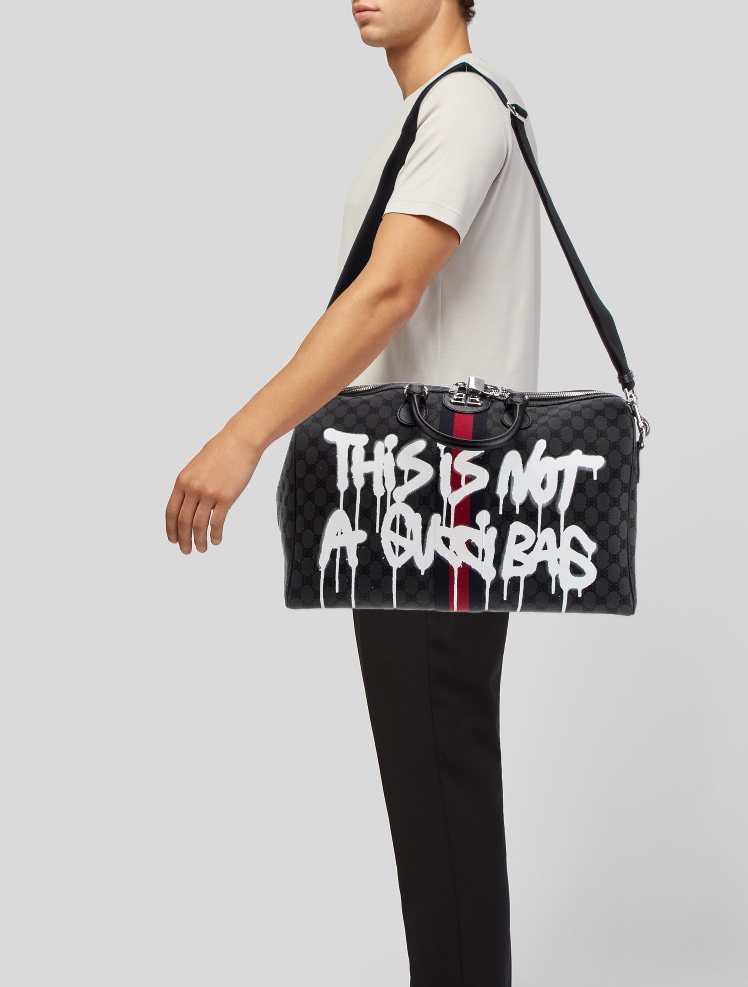 Balenciaga Sylvie Web x Gucci The Hacker Project Graffiti Duffle Bag