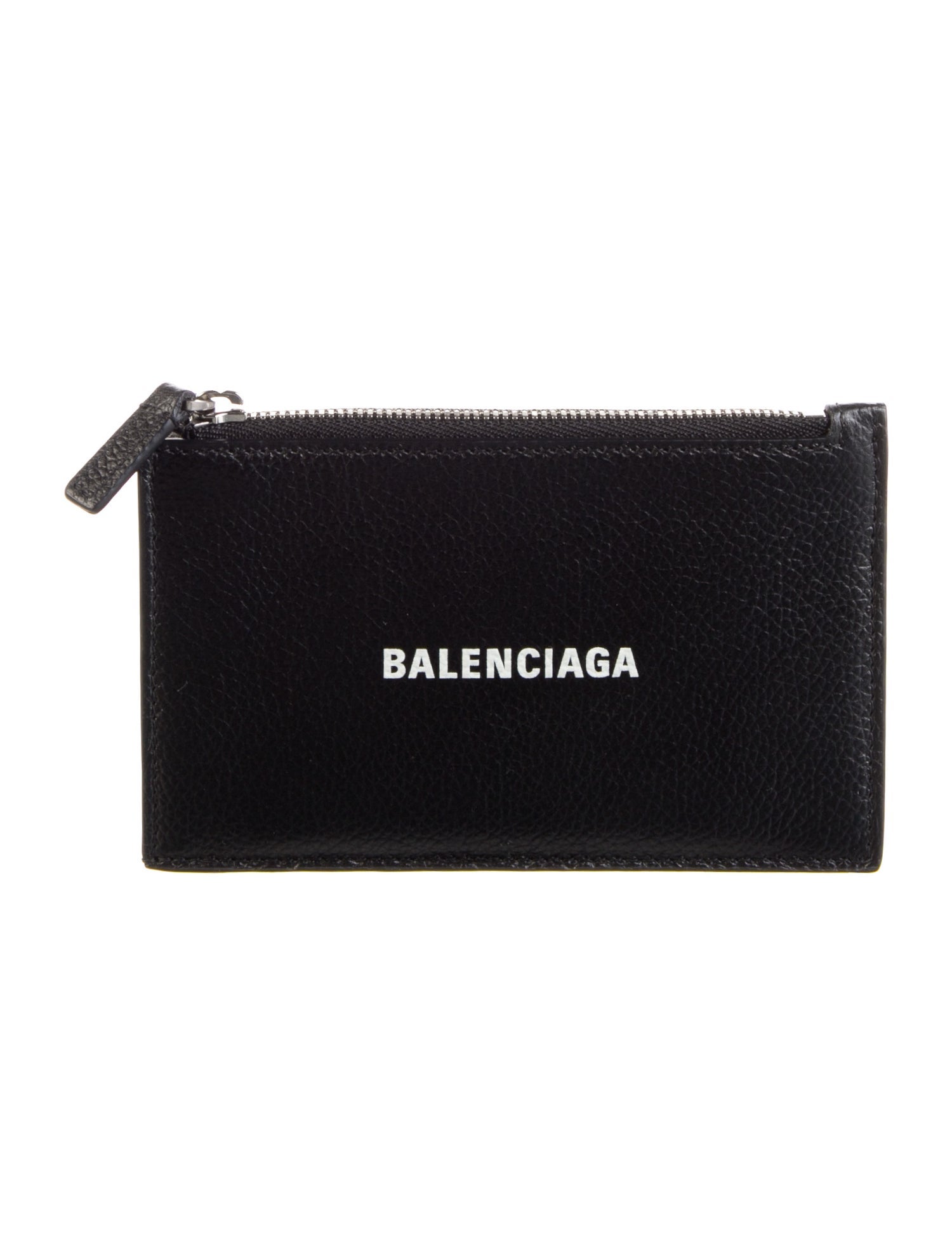 Balenciaga Logo Zip Card Holder Leather Wallet