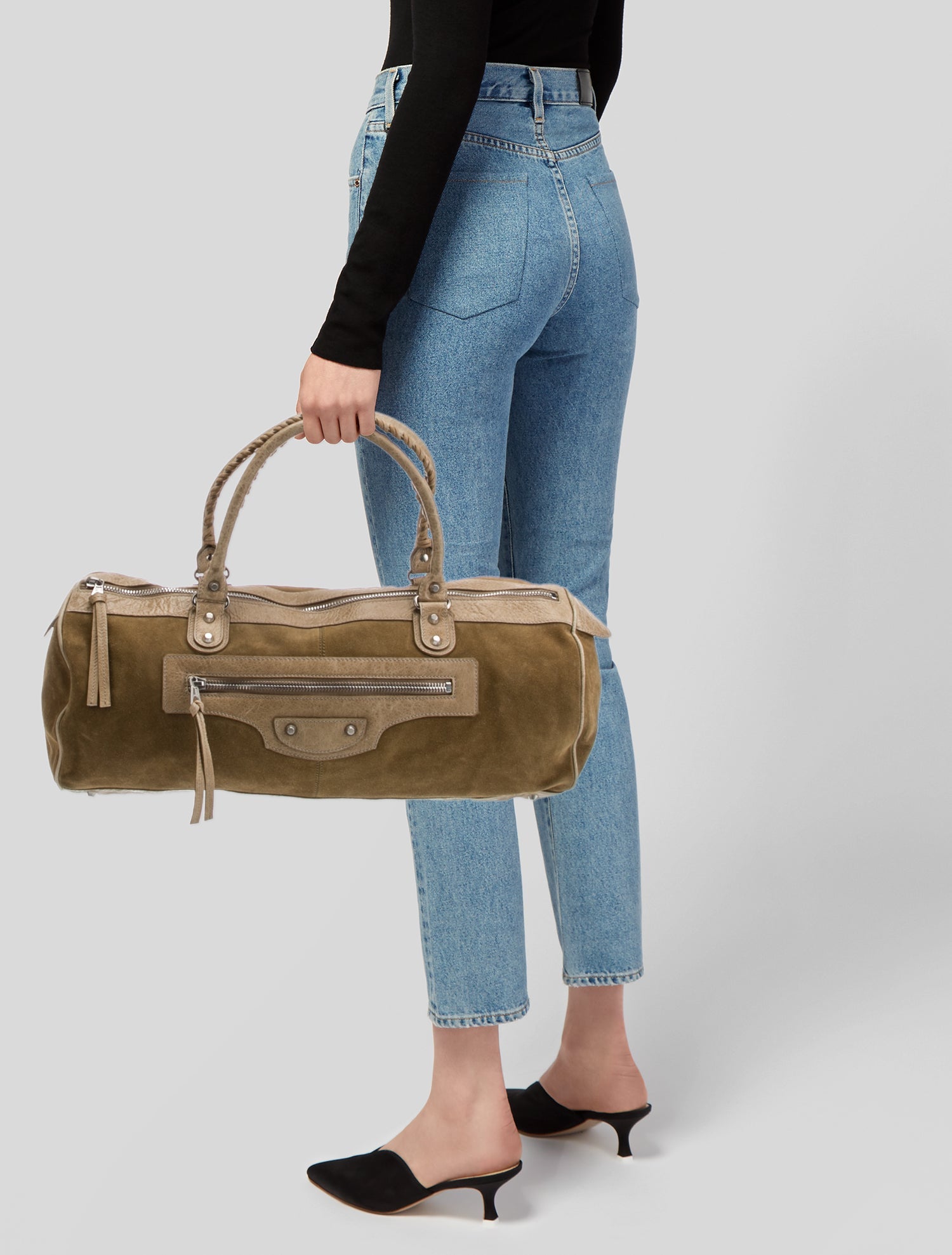 Suede Top Handle Bag