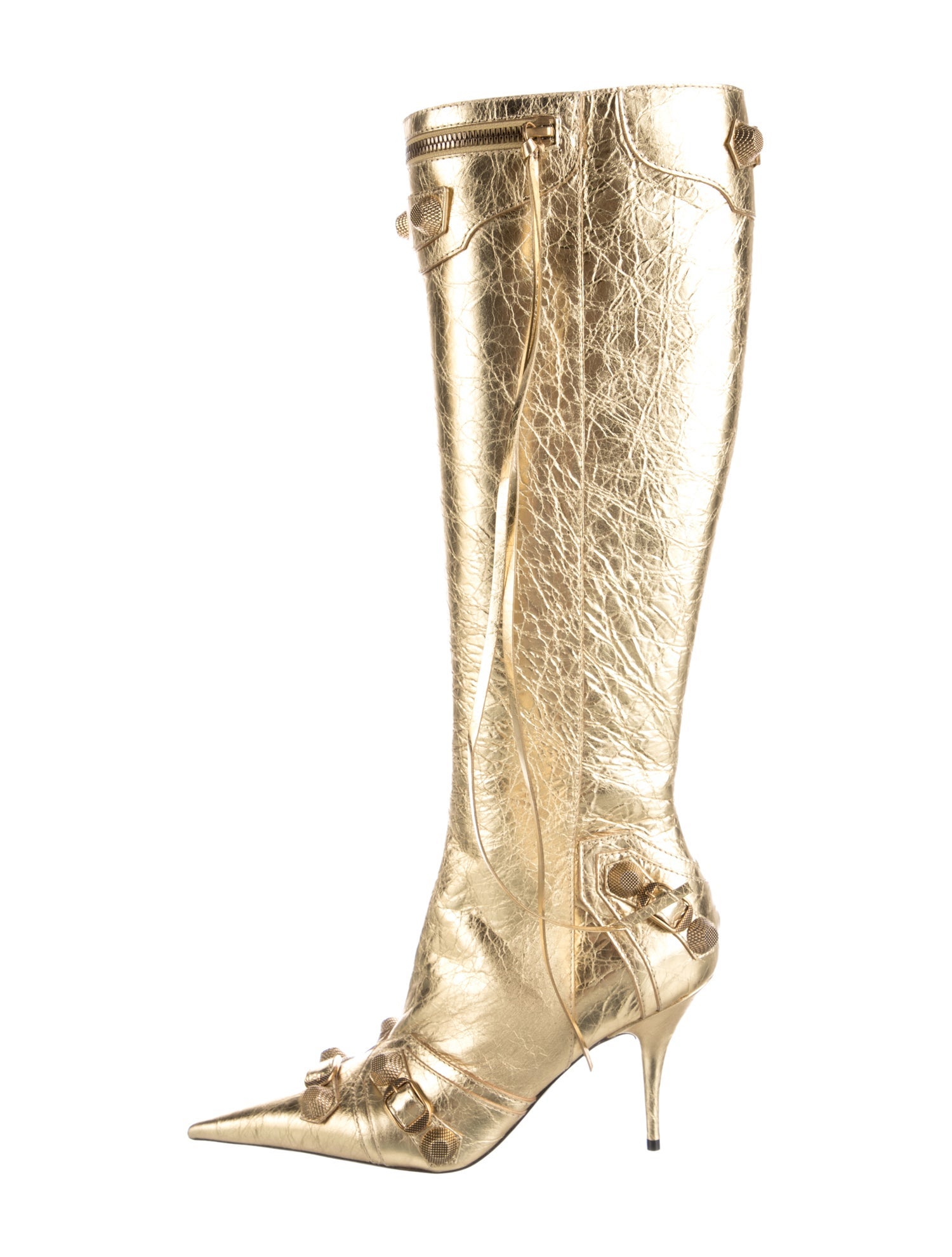 Balenciaga Leather Studded Accents Boots