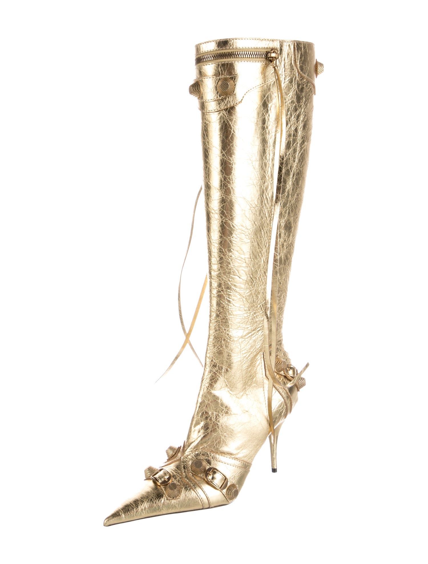 Balenciaga Leather Studded Accents Boots