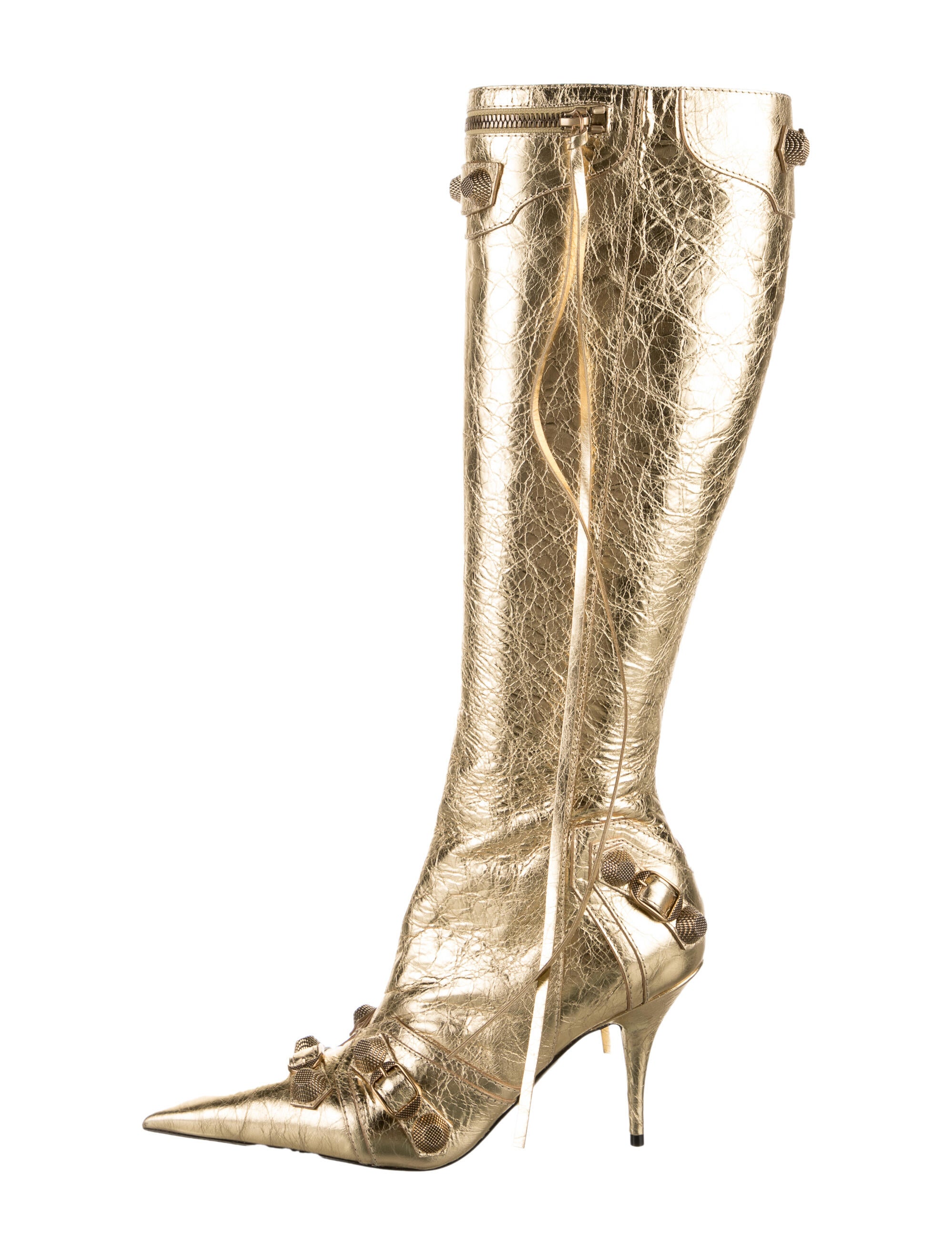 Balenciaga Leather Striped Lace-Up Boots