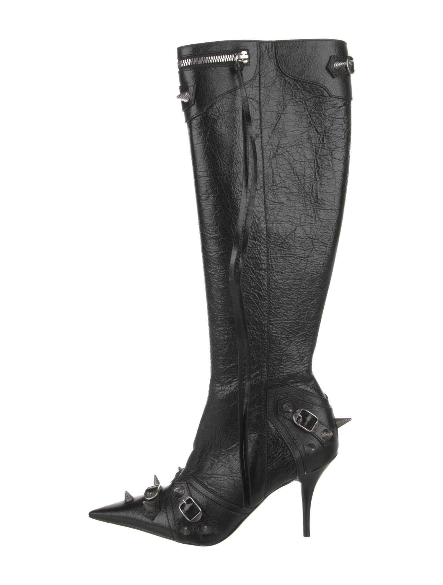 Balenciaga Leather Studded Accents Boots