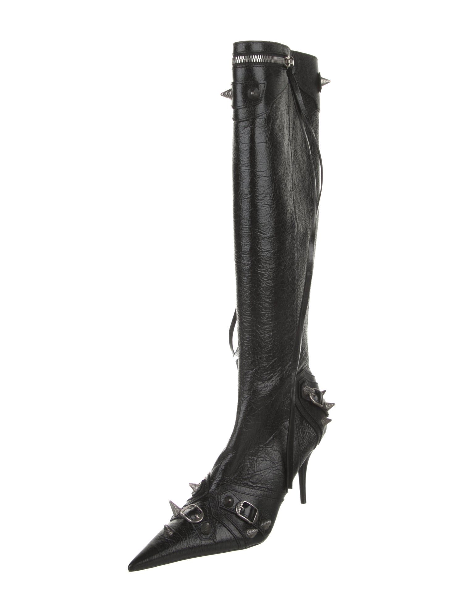 Balenciaga Leather Studded Accents Boots