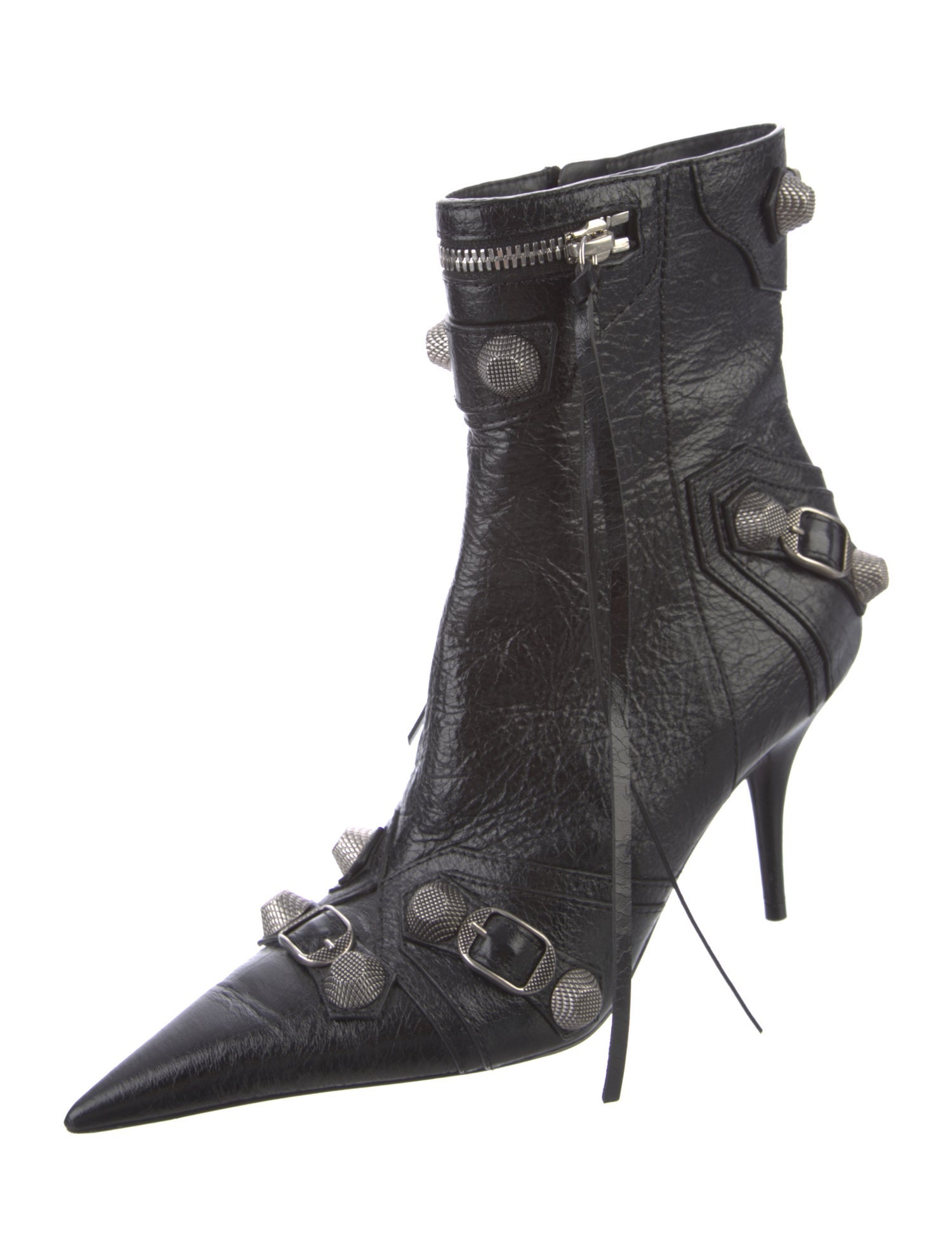 Balenciaga Leather Studded Accents Boots