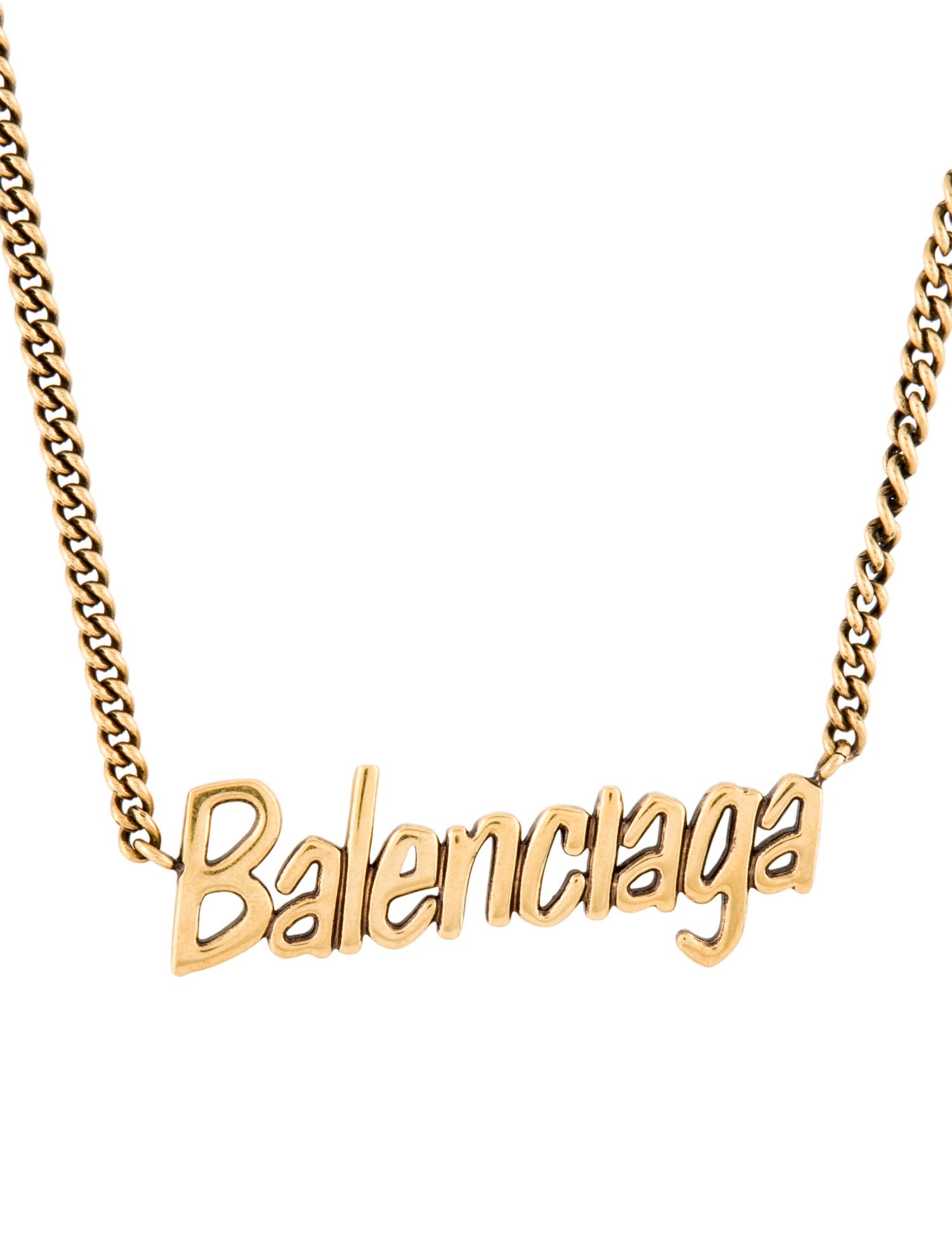 Balenciaga 'Typo' Logo Pendant Necklace