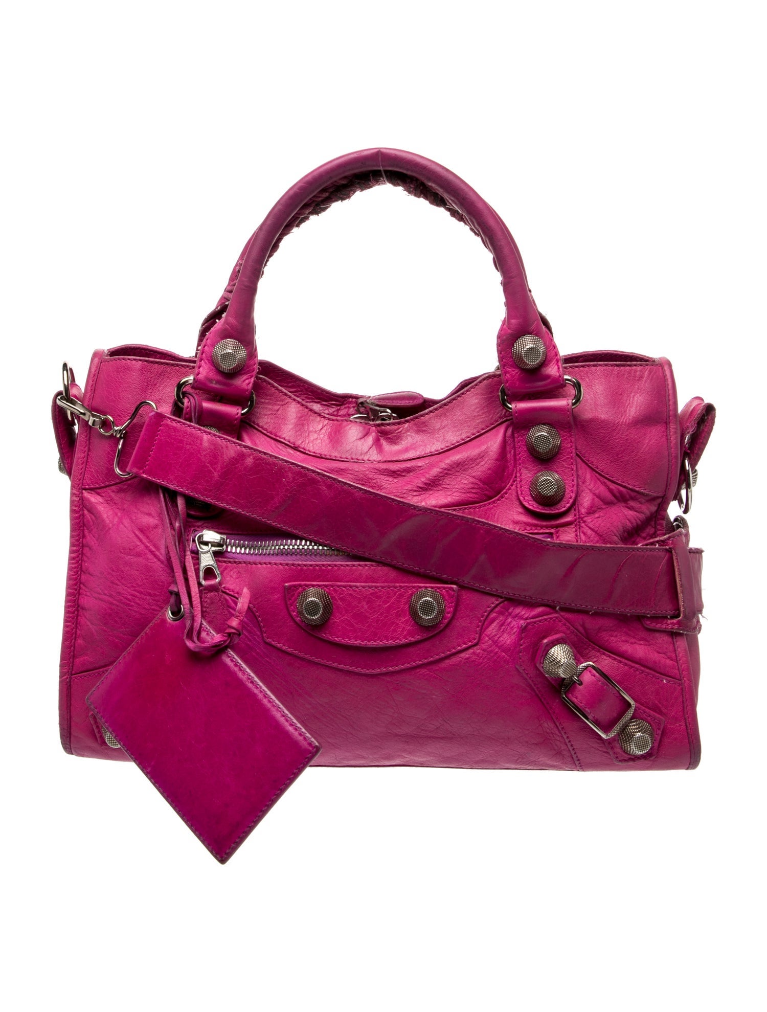BALENCIAGA ピンク ハンドバッグ Balenciaga Leather Motocross City Giant Vintage - Pink Handle Bags
