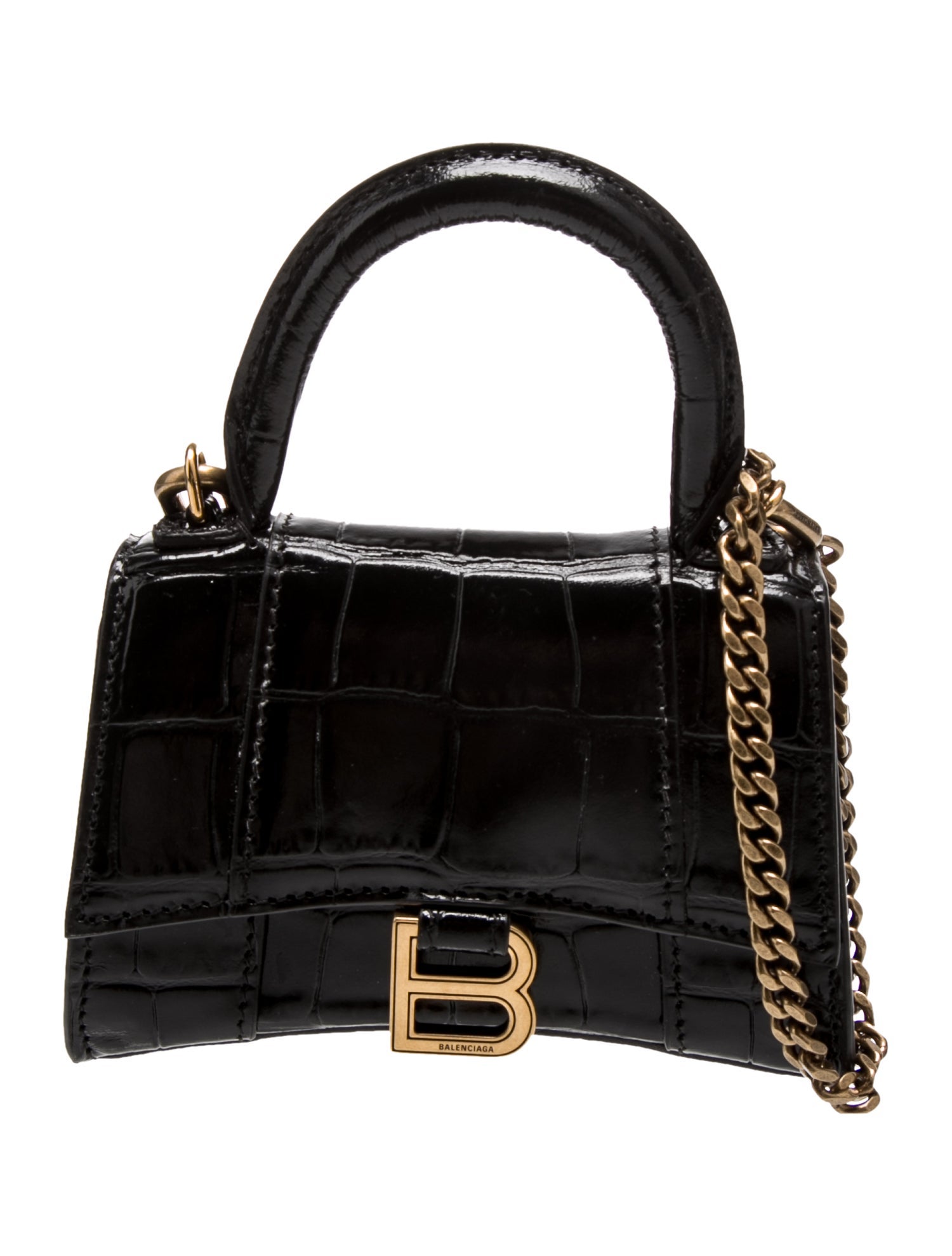 Balenciaga Embossed Leather Hourglass Mini Handbag Mini
