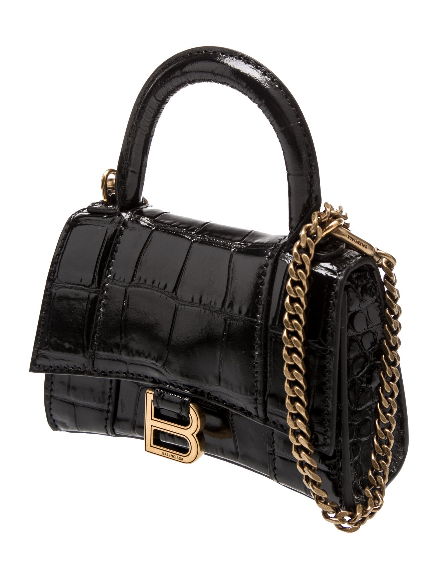 Balenciaga Embossed Leather Hourglass Mini Handbag Mini