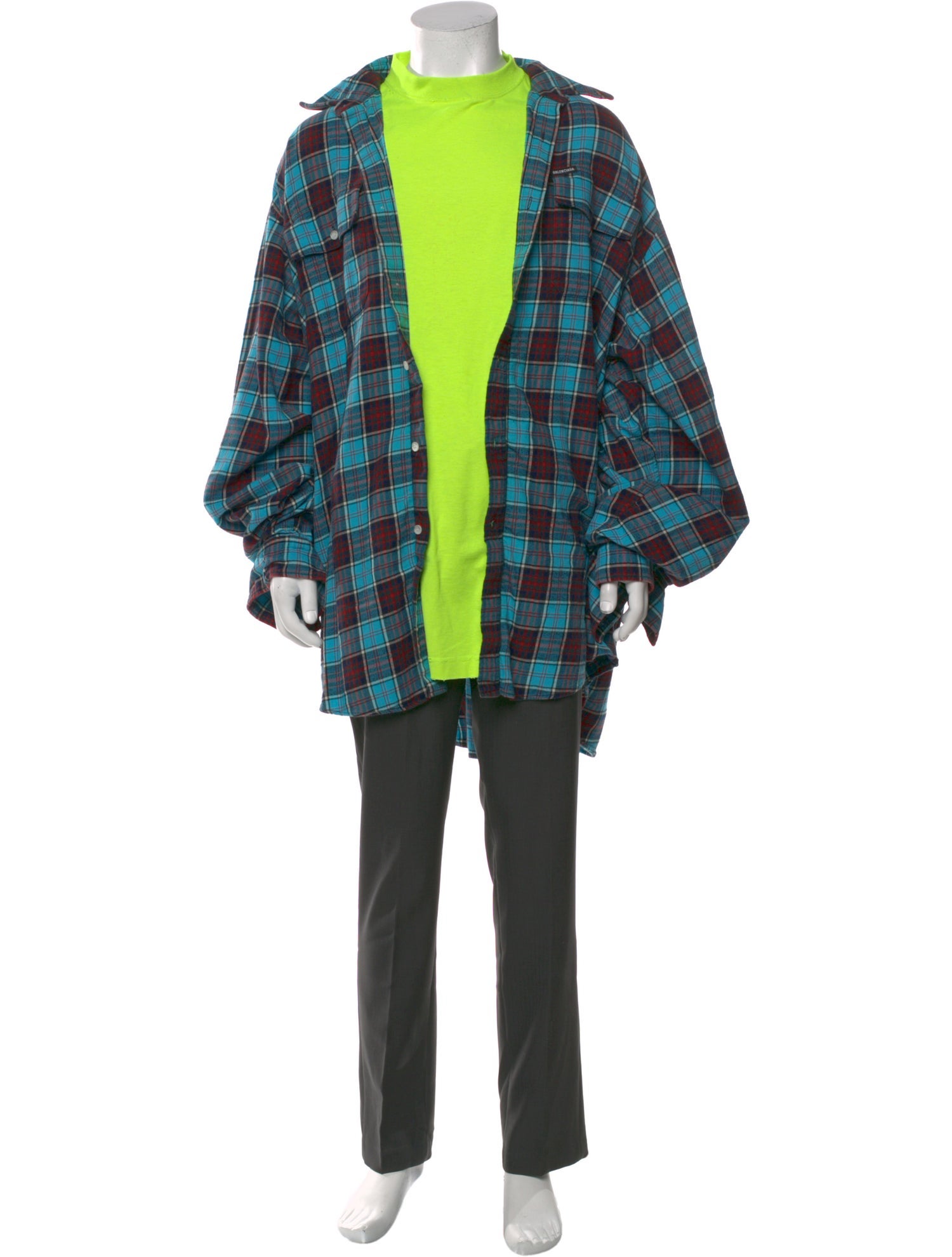 Balenciaga 2021 Plaid Print Shirt