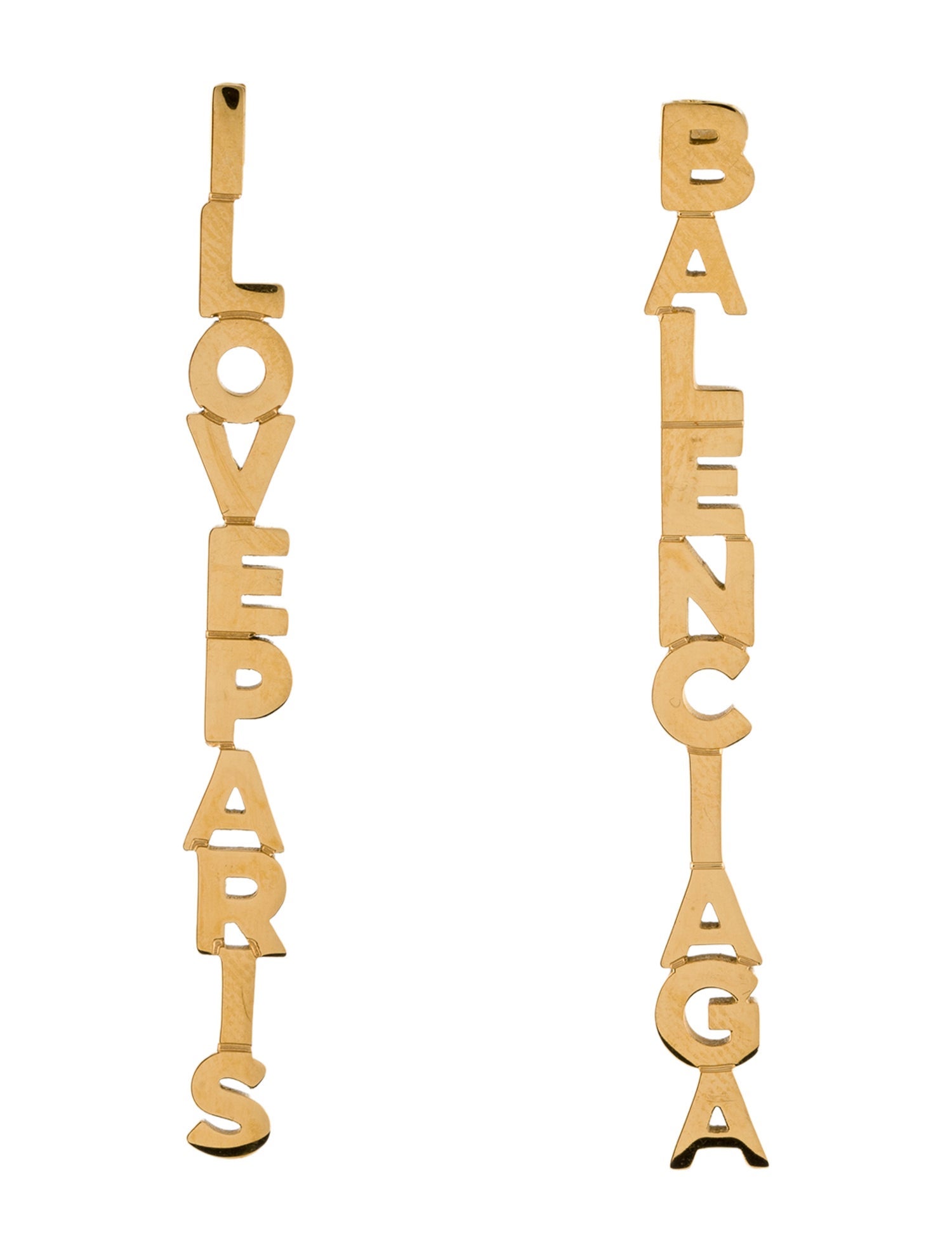 Balenciaga Mismatched I Love Paris & Logo Drop Earrings