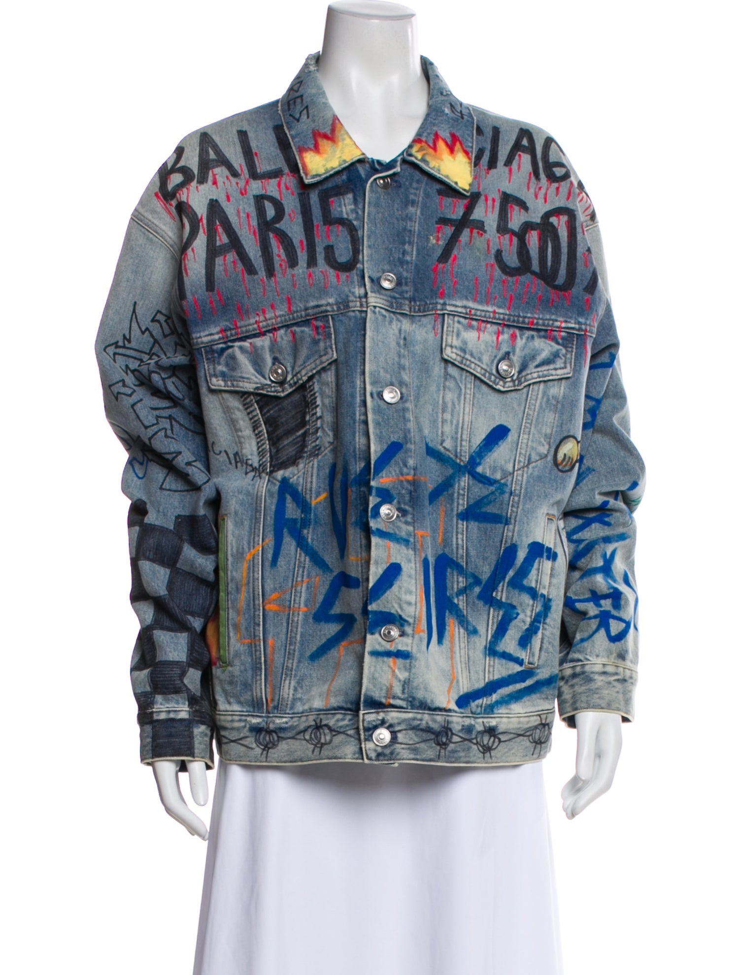 Balenciaga 2018 Printed Denim Jacket