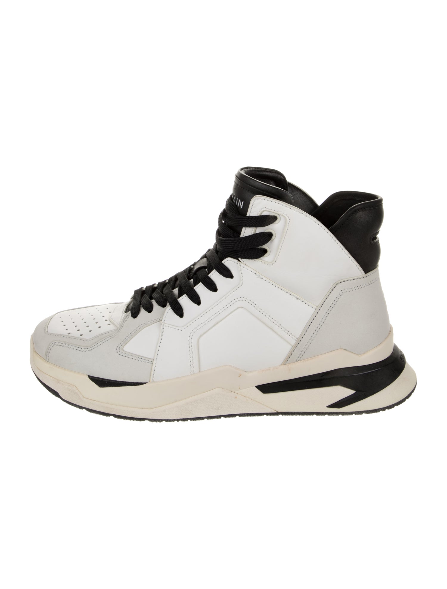Balmain Leather Colorblock Pattern Sneakers