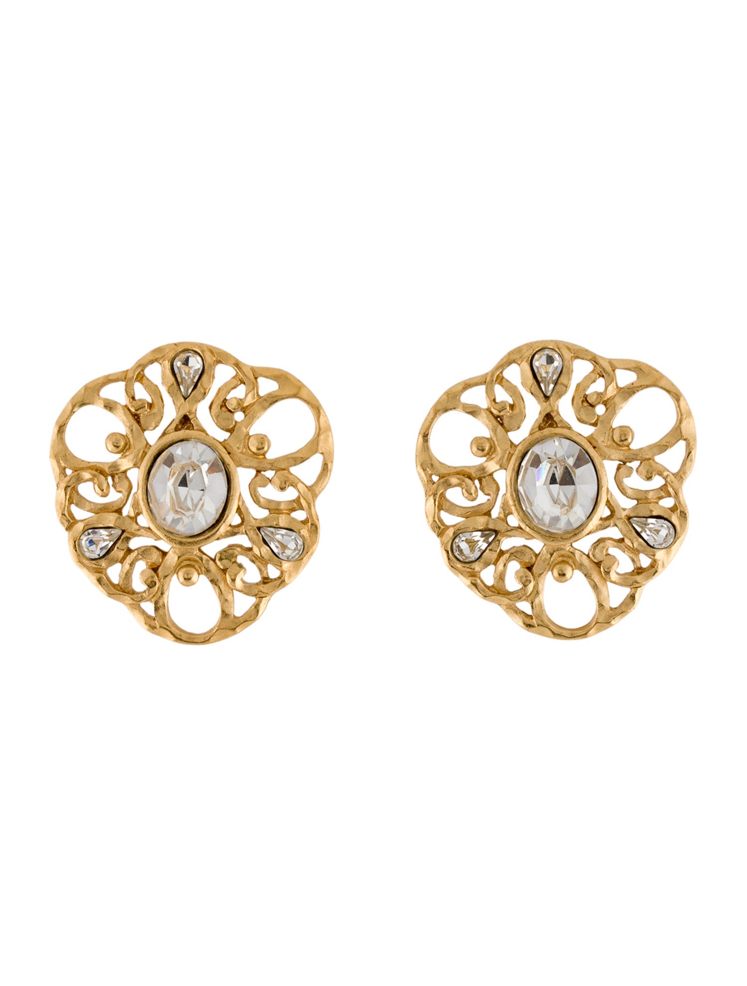 Balenciaga Vintage Crystal Clip-On Earrings