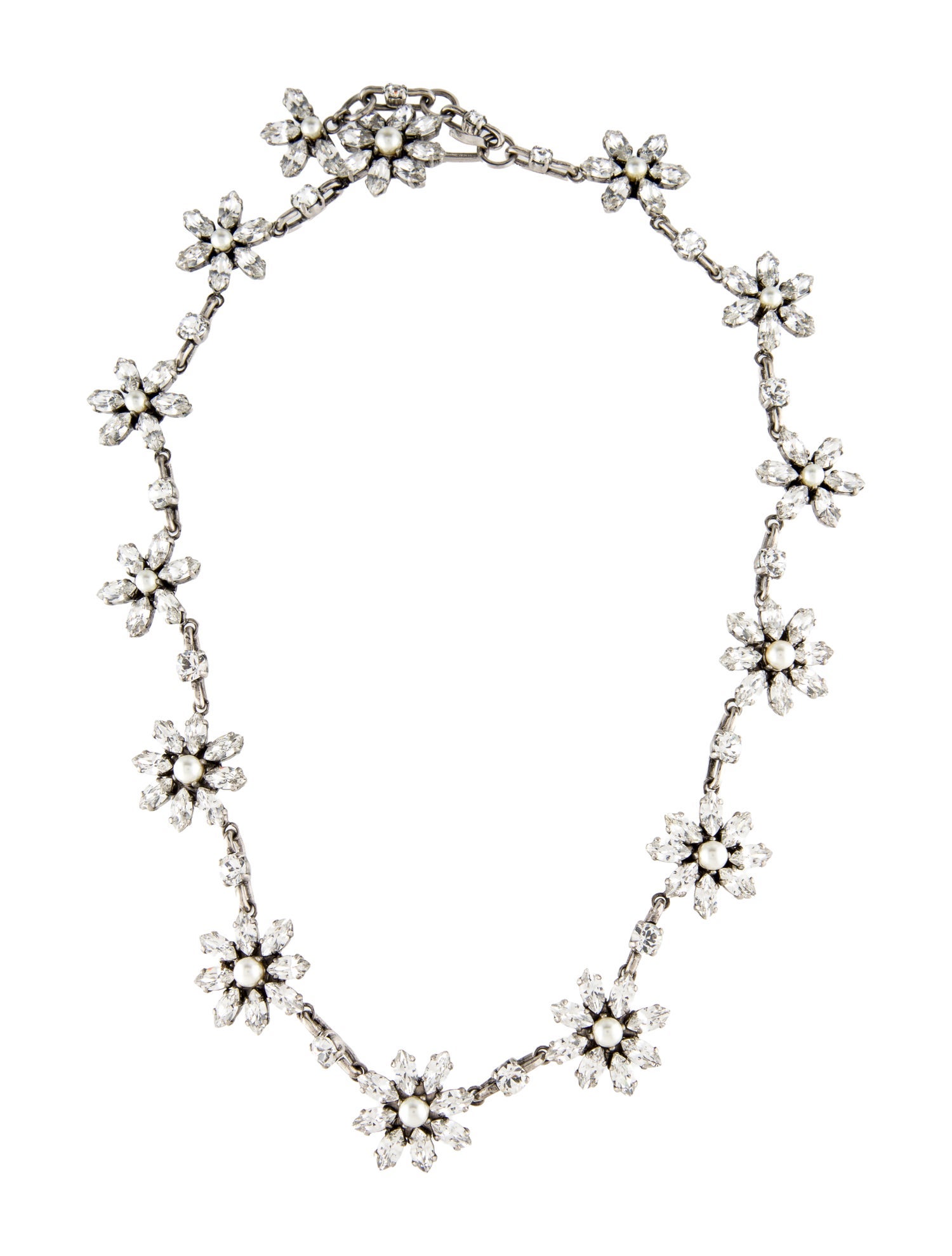 Balenciaga Edition Faux Pearl & Crystal Flower Necklace