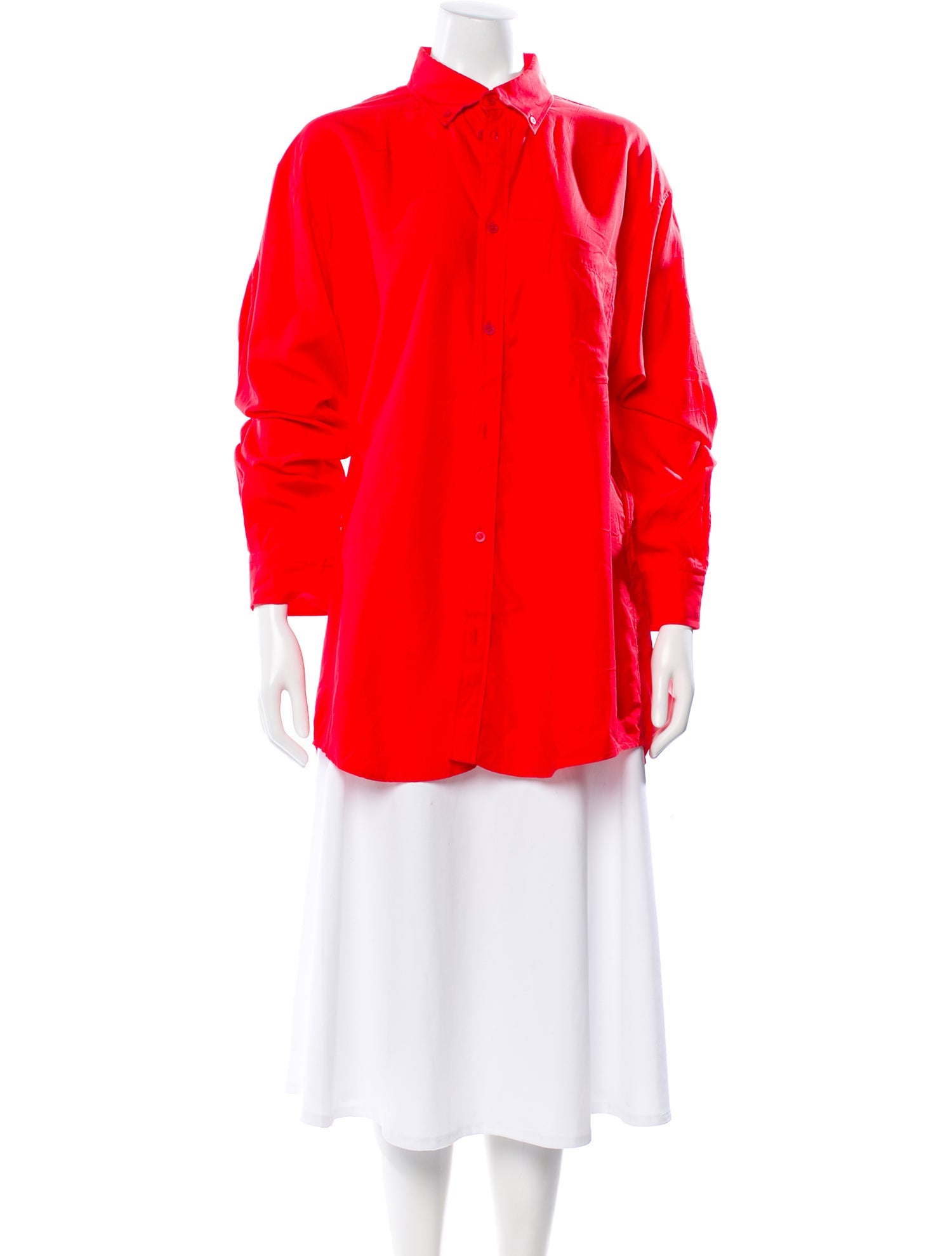 Balenciaga Silk Long Sleeve Button-Up Top