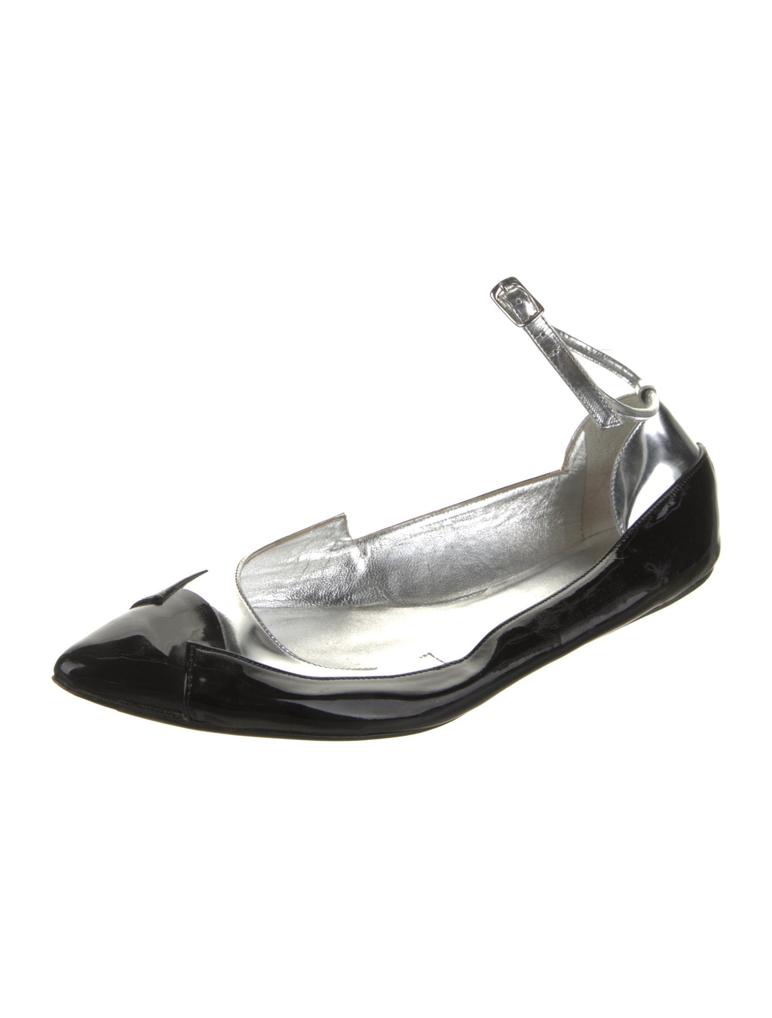 Balenciaga Patent Leather Colorblock Pattern Ballet Flats