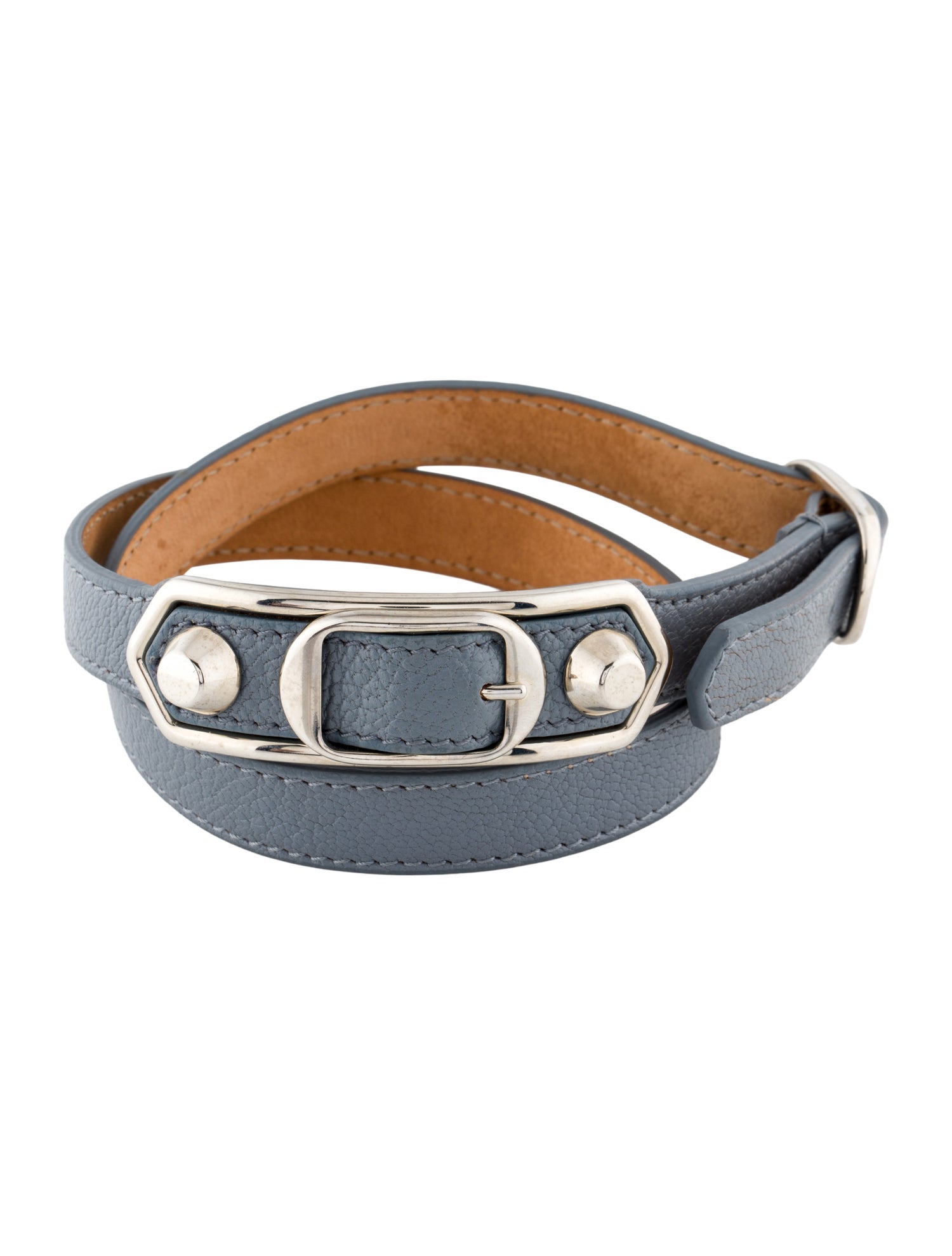 Balenciaga Leather Triple Tour Textured Wrap Bracelet