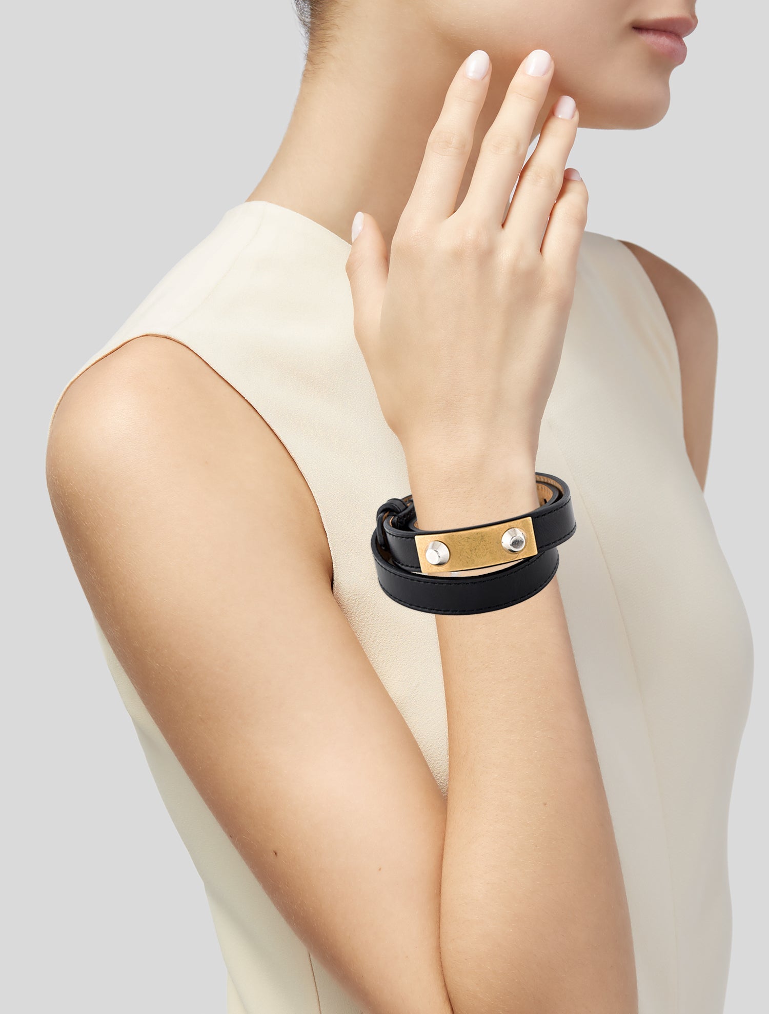 Balenciaga Leather Triple Wrap Bracelet