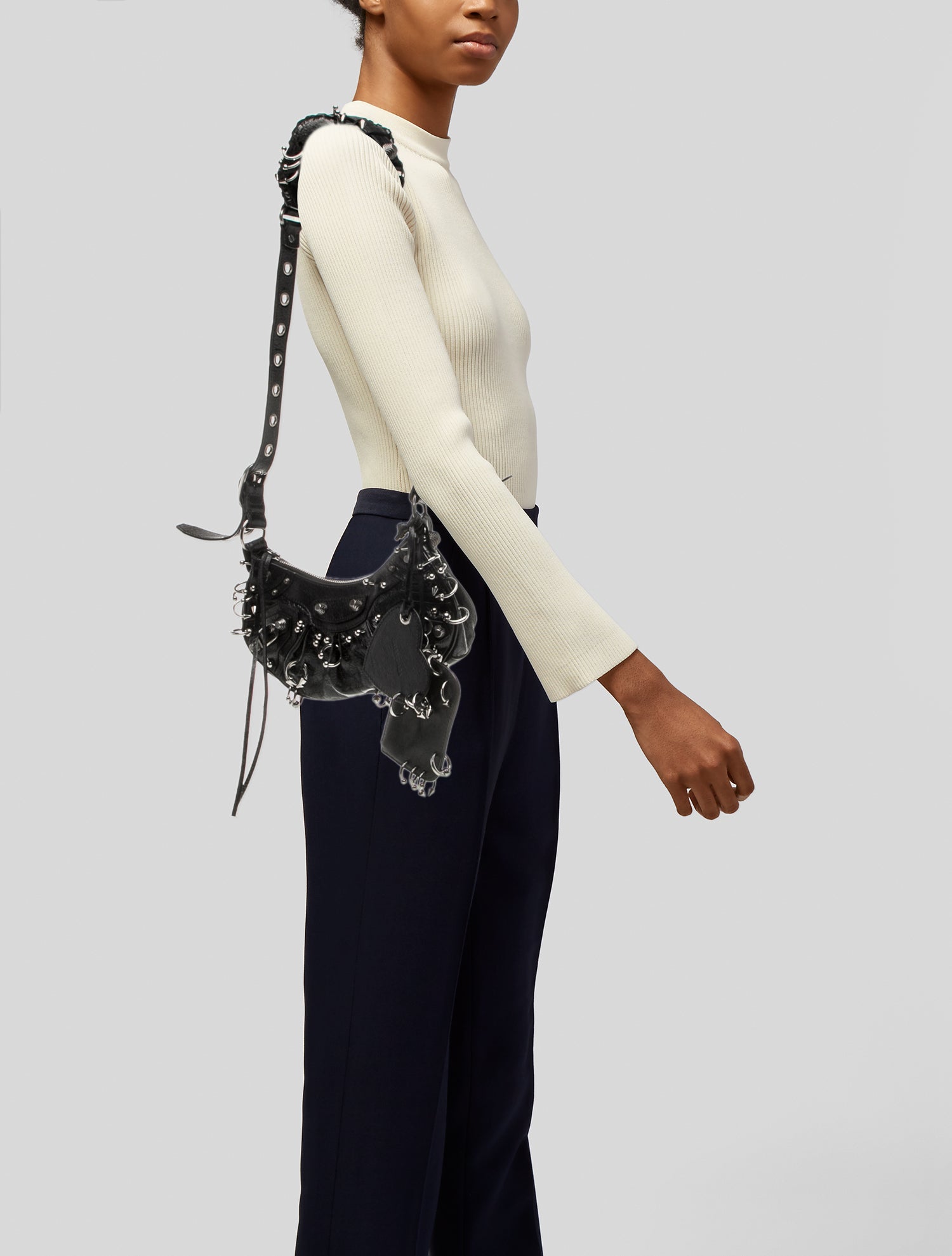 Balenciaga Leather Le Cagole Piercing XS - Black Shoulder Bags