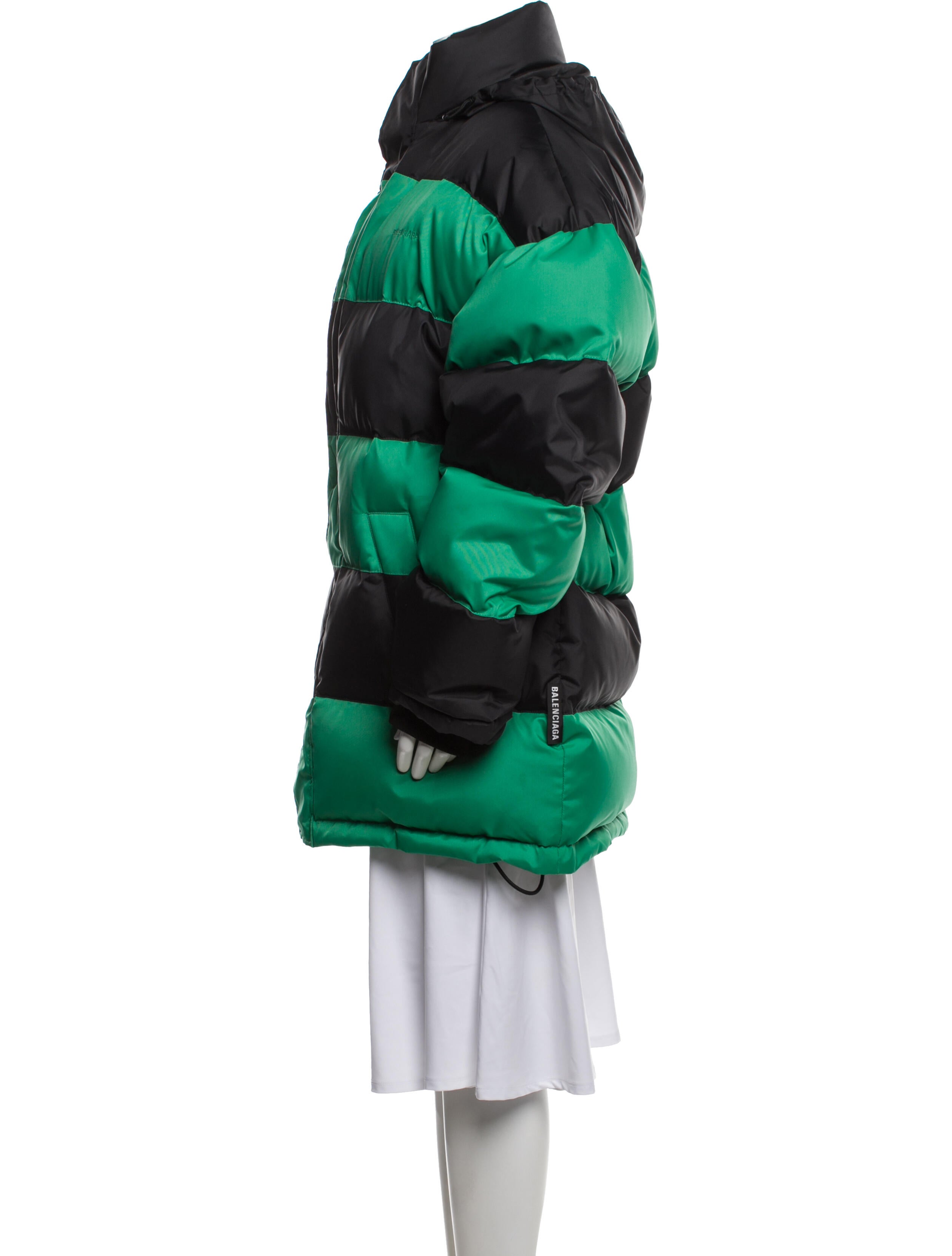 Balenciaga 2018 Colorblock Pattern Puffer Coat
