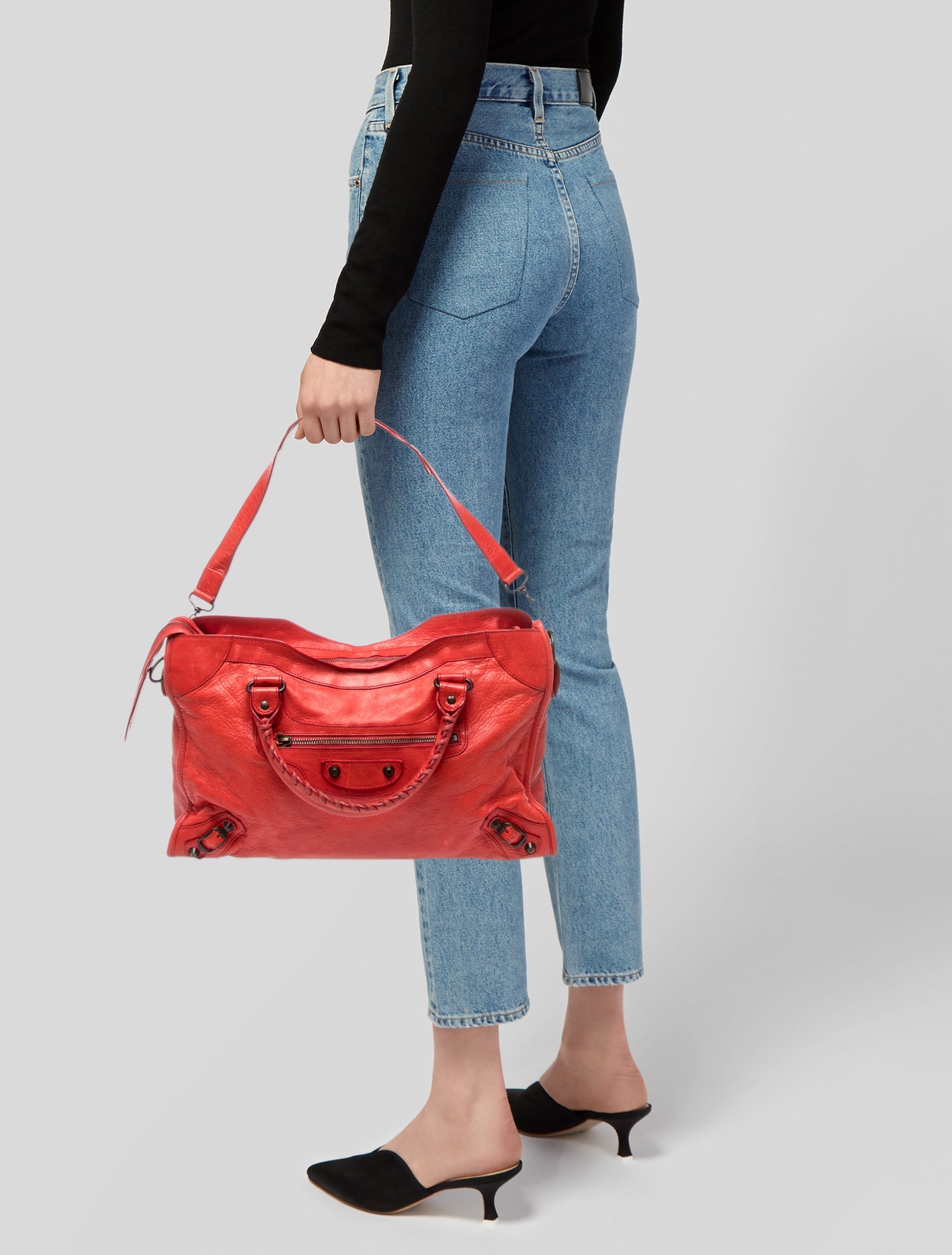 Balenciaga Leather Le City Small - Red Handle Bags, Handbags