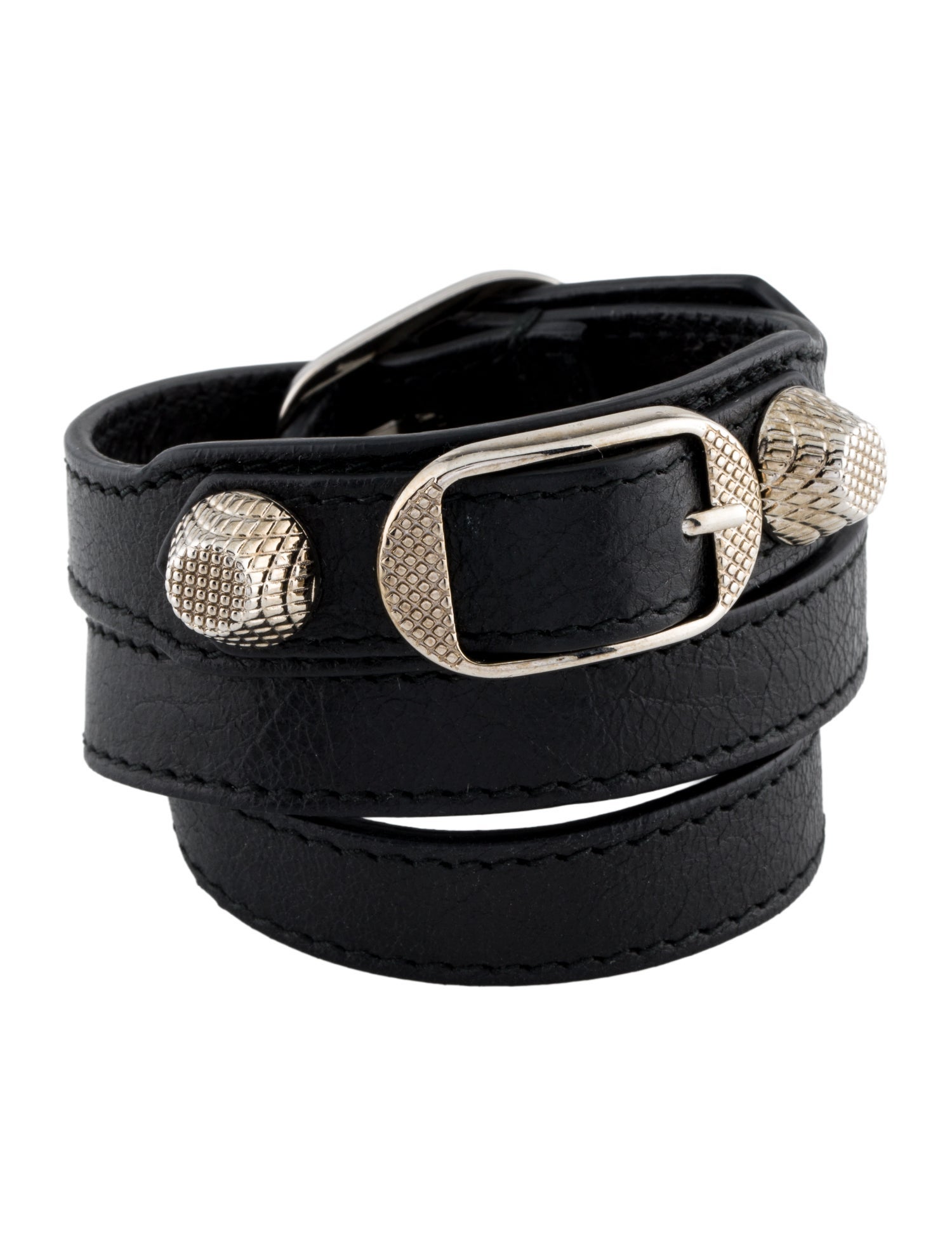 Balenciaga Leather Triple Wrap Bracelet