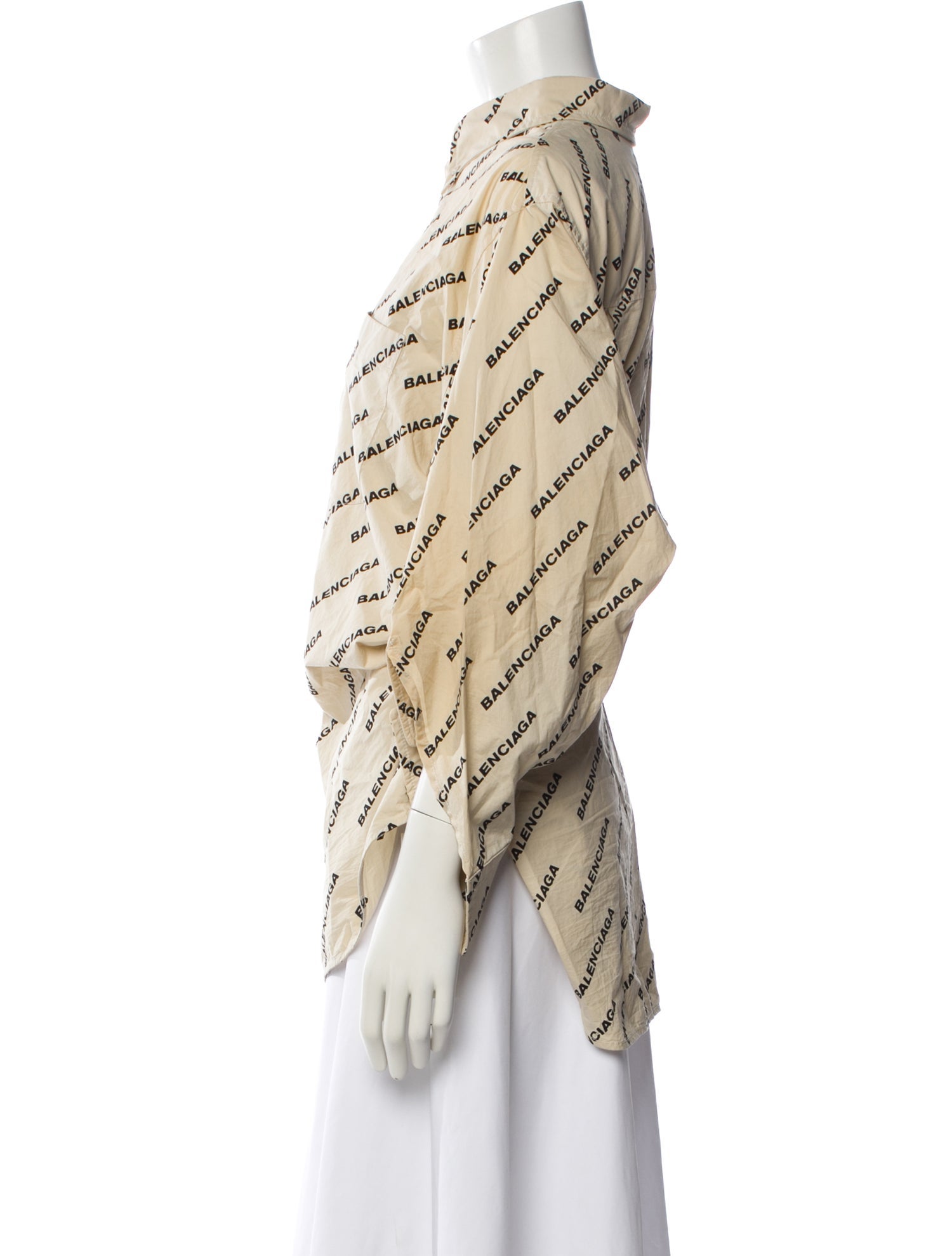 Balenciaga Graphic Print Long Sleeve Button-Up Top