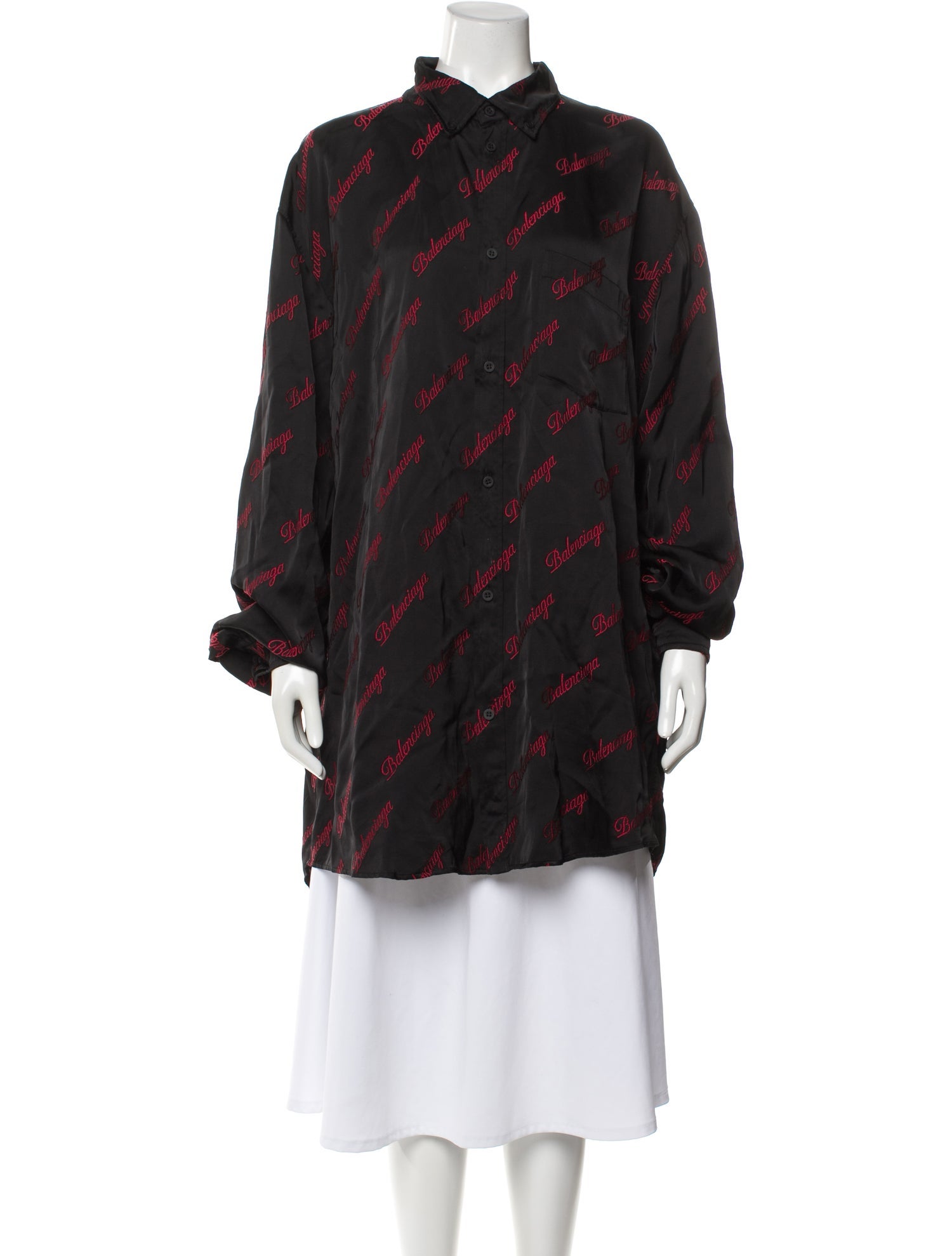 Balenciaga Graphic Print Long Sleeve Button-Up Top