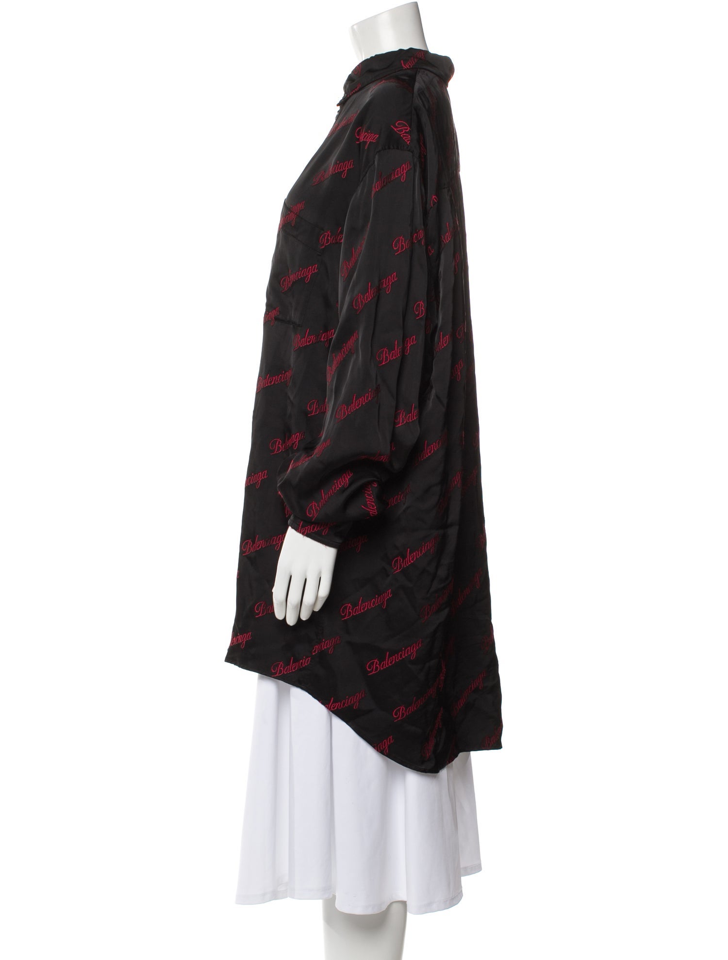 Balenciaga Graphic Print Long Sleeve Button-Up Top