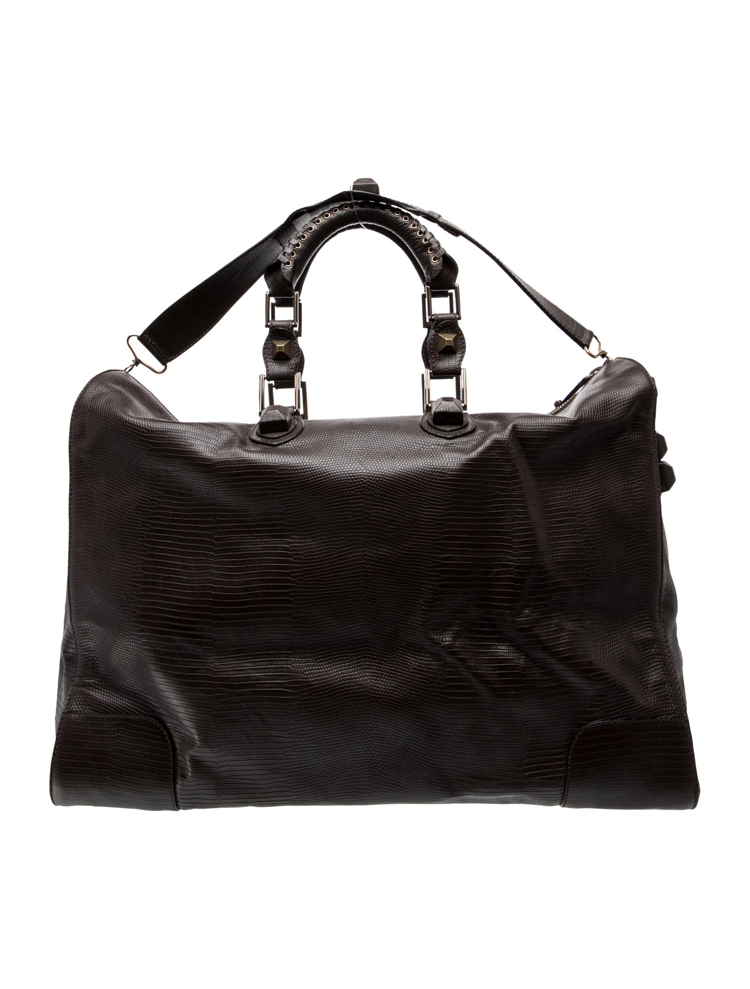 Balenciaga Embossed Leather Motocross Weekender - Brown Weekenders