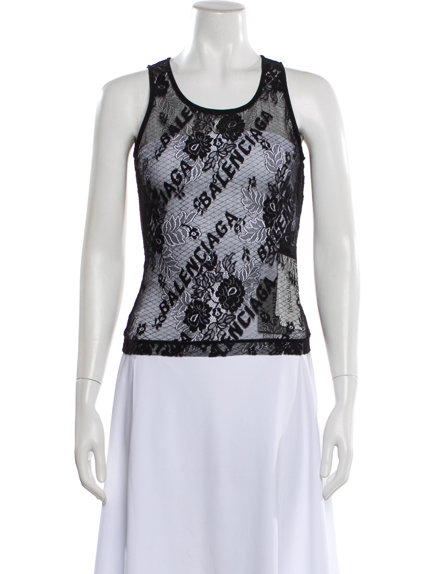 Balenciaga Lace Pattern Crew Neck Top