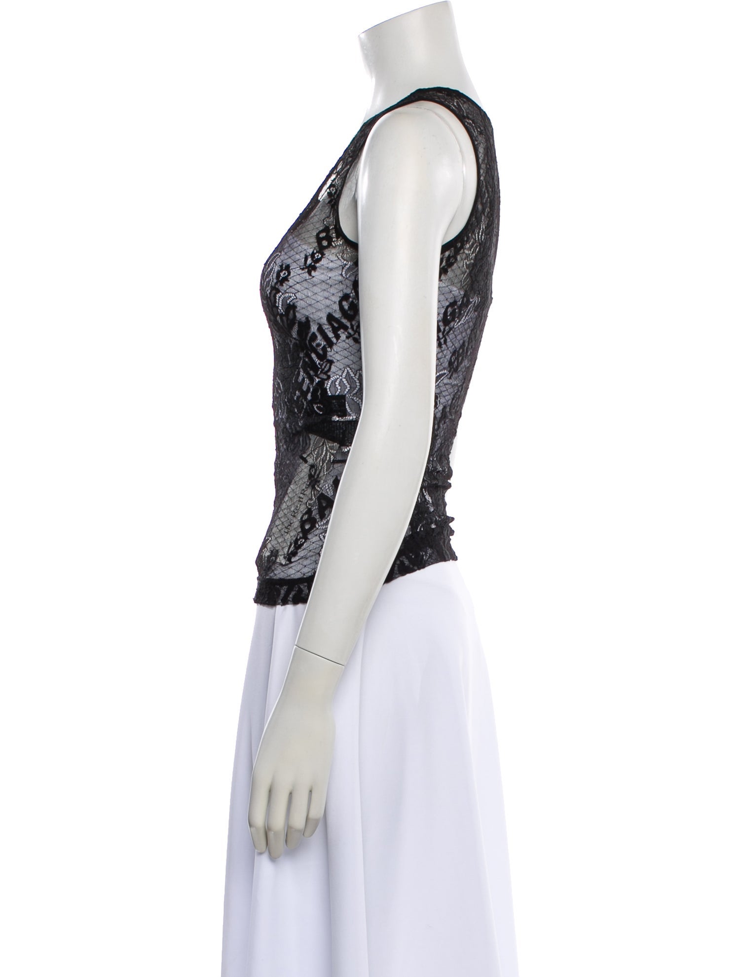 Balenciaga Lace Pattern Crew Neck Top