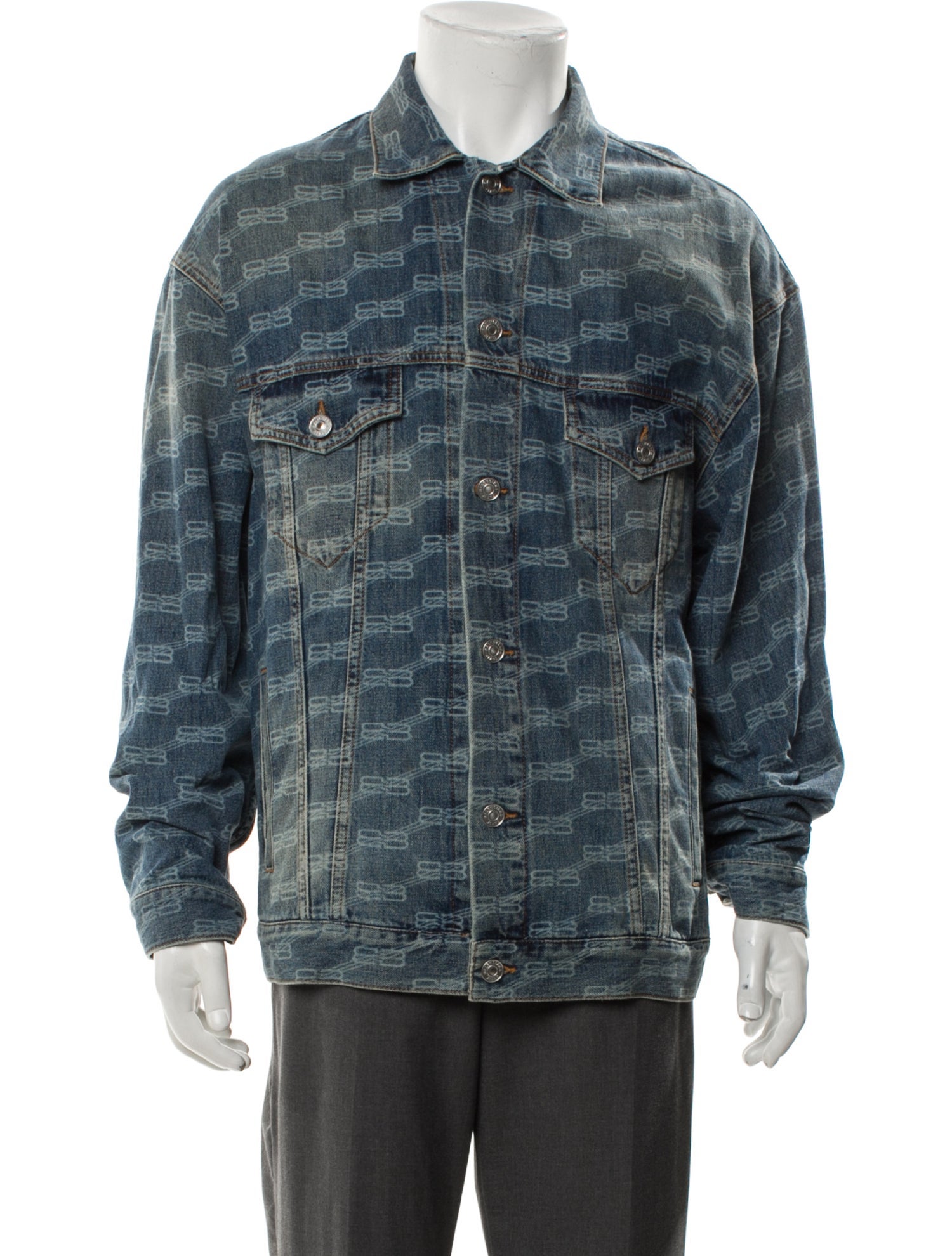 Balenciaga 2022 Plaid Print Denim Jacket