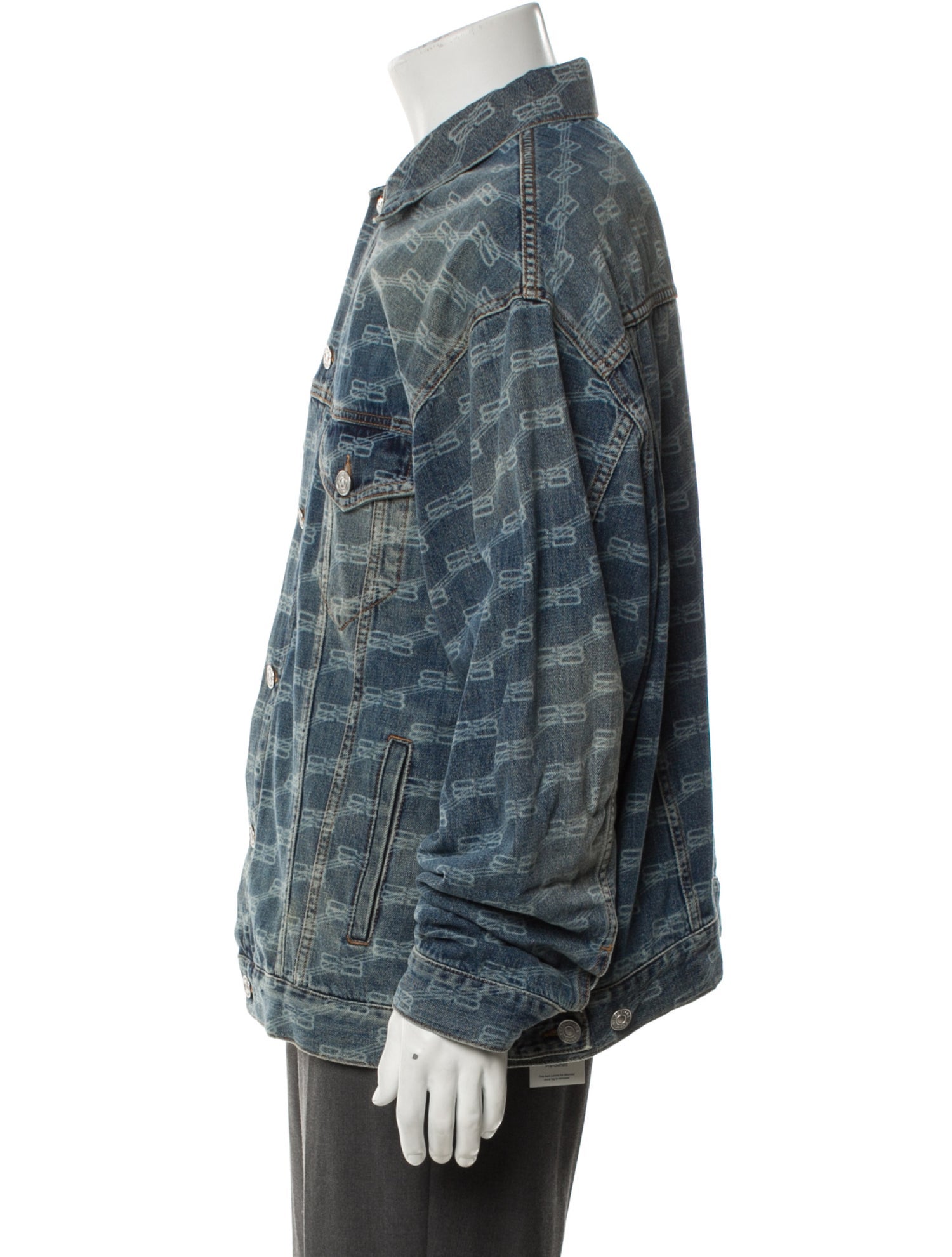 Balenciaga 2022 Plaid Print Denim Jacket