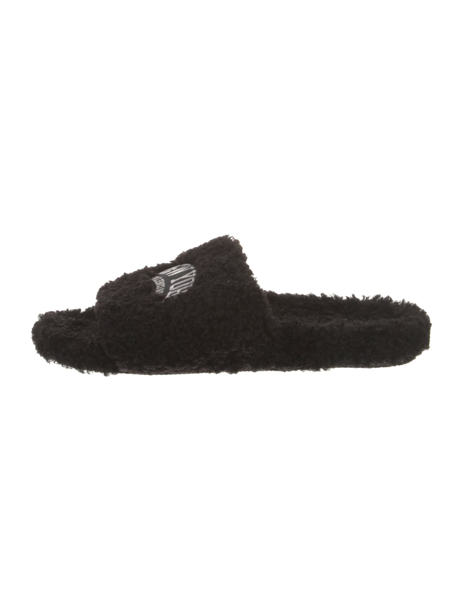 Balenciaga Faux Fur Embroidered Accent Slides