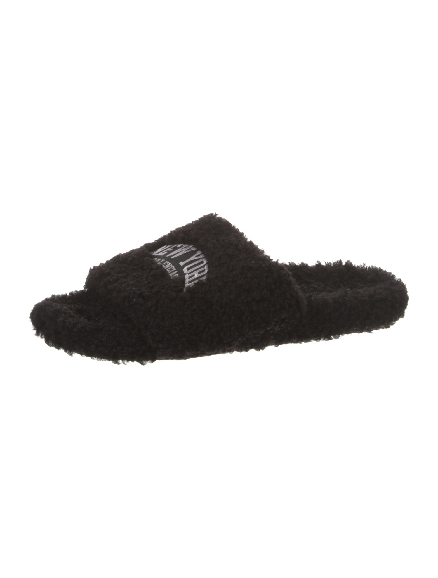 Balenciaga Faux Fur Embroidered Accent Slides