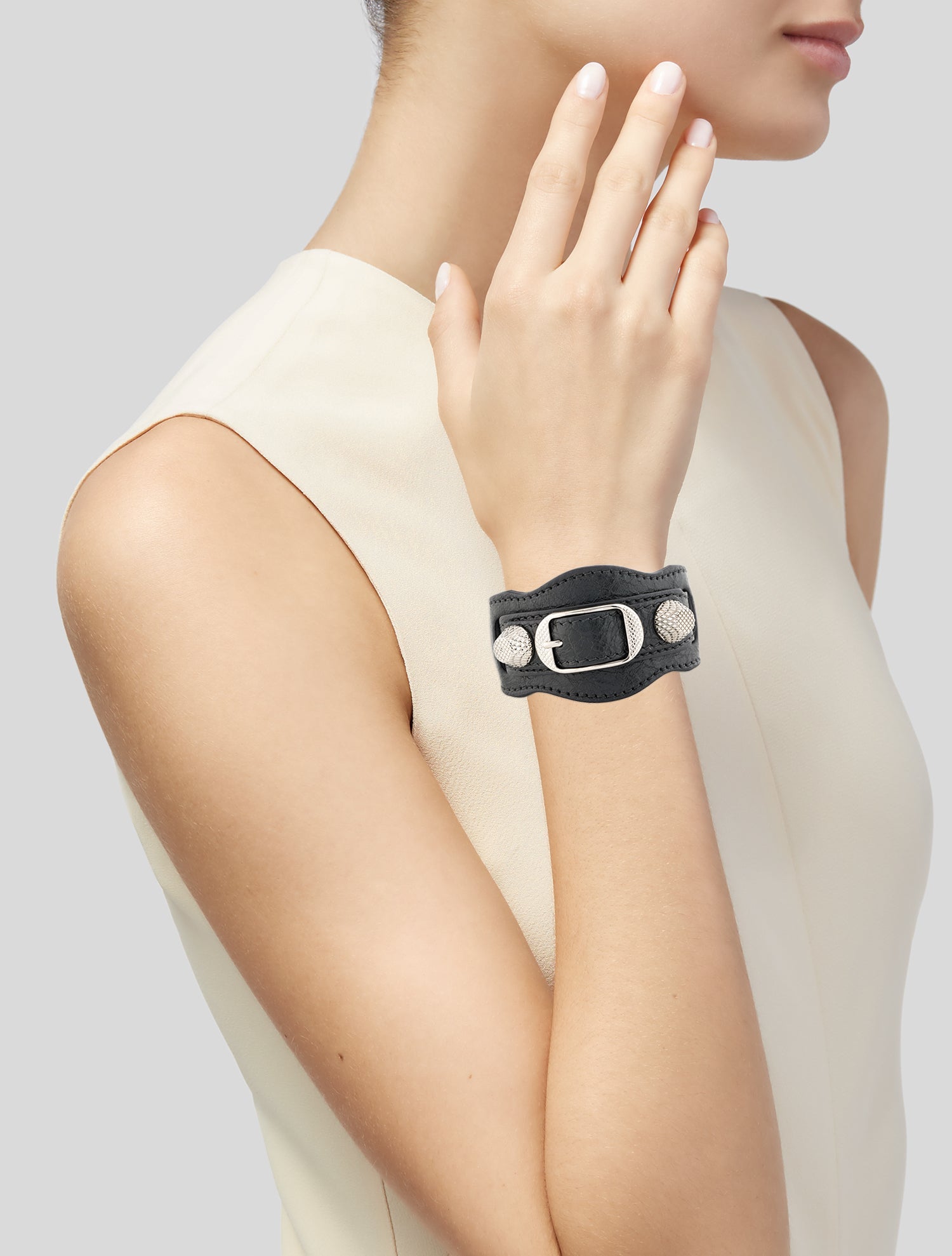 Balenciaga Leather Arena Giant Wrap Bracelet