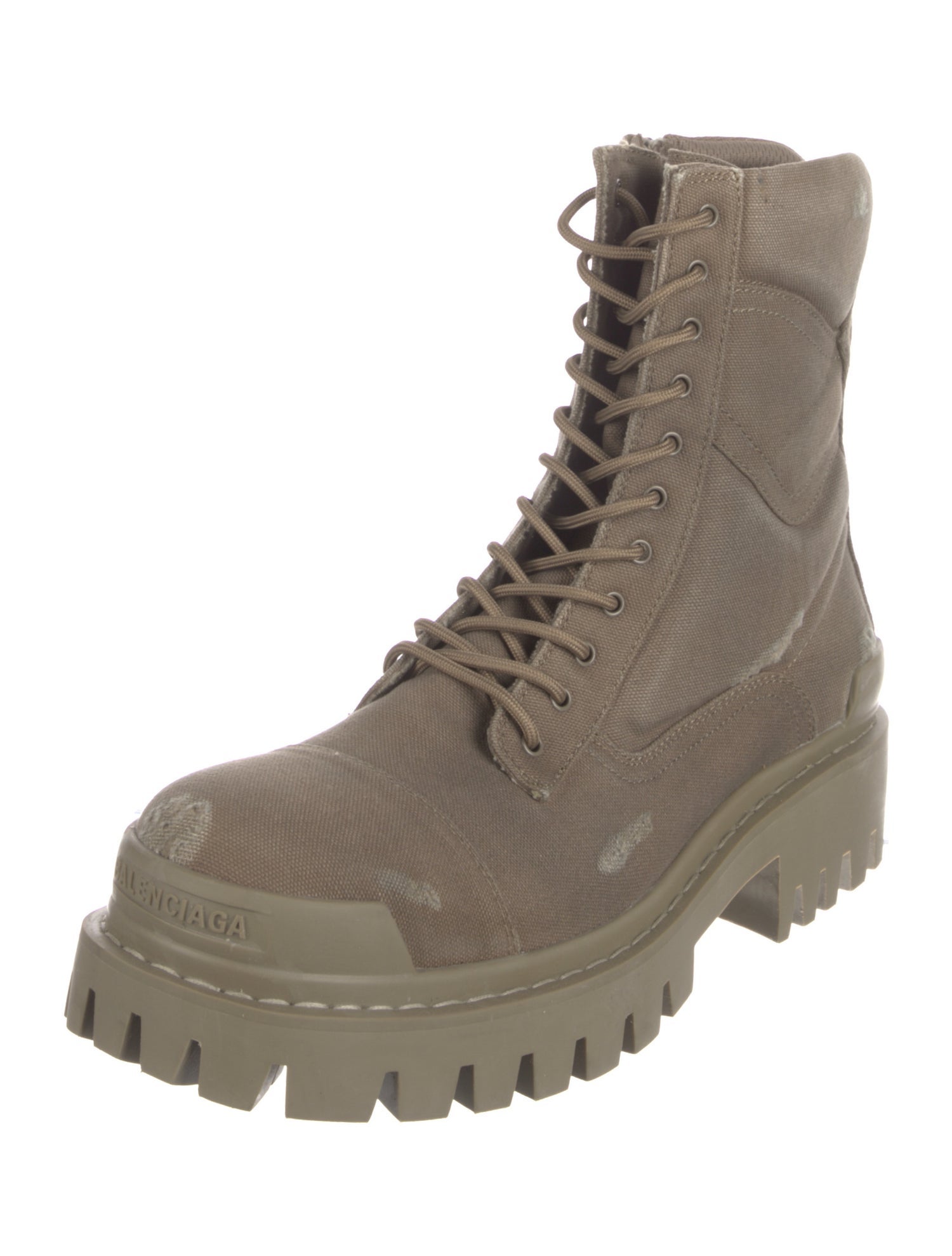 Balenciaga Canvas Distressed Accents Lace-Up Boots