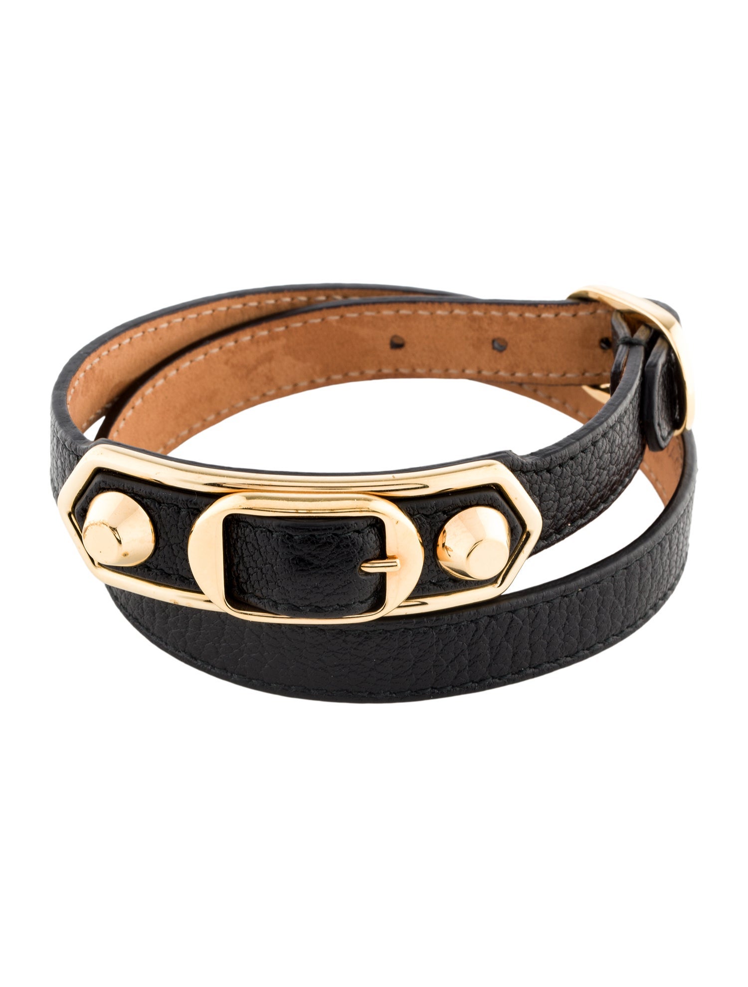 Balenciaga Leather Arena Triple Wrap Bracelet