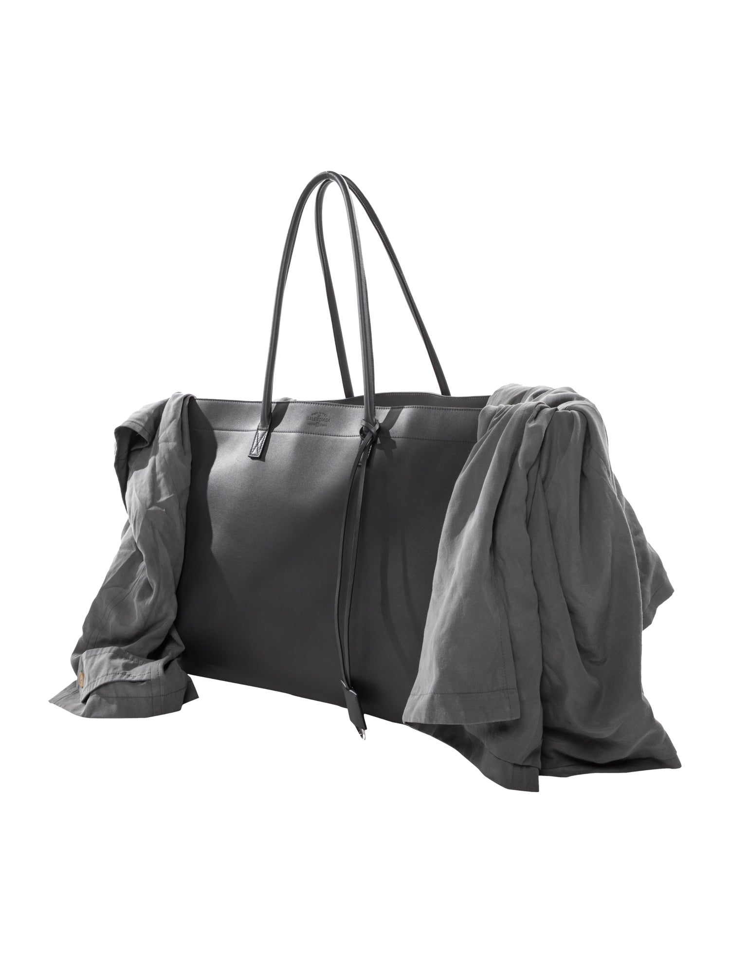 Balenciaga Leather Subway Trench Coat Tote Bag 2025 - Black Totes