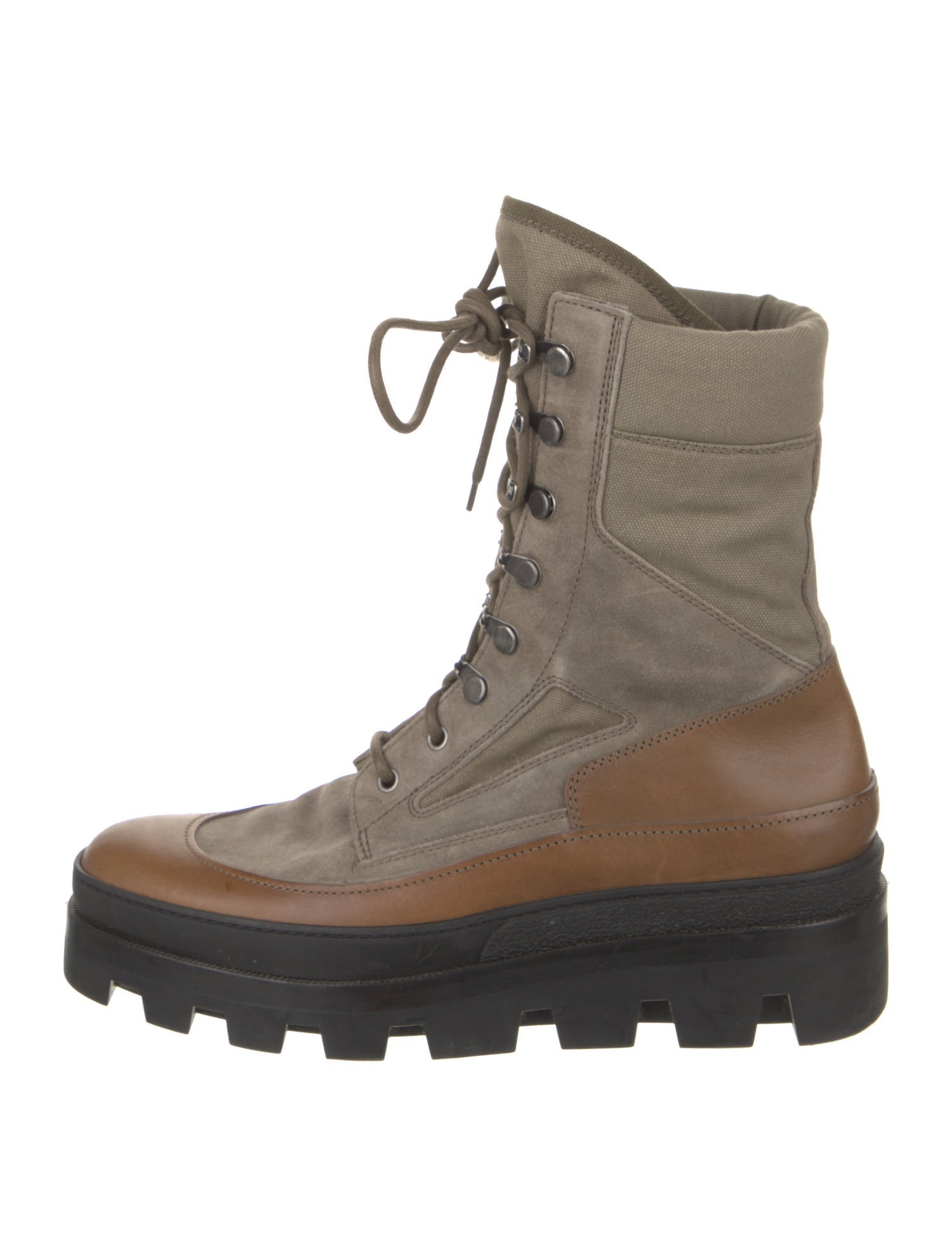 Balenciaga Suede Leather Trim Embellishment Combat Boots