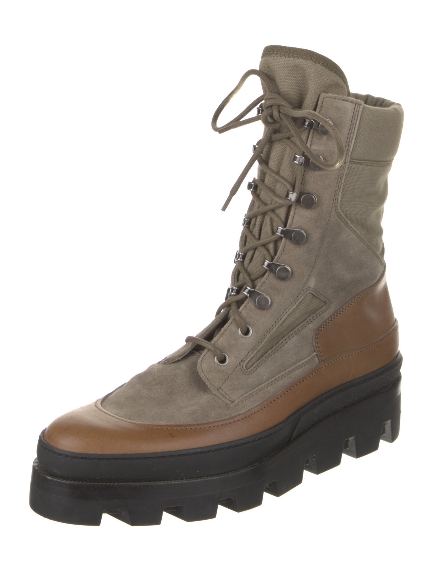 Balenciaga Suede Leather Trim Embellishment Combat Boots