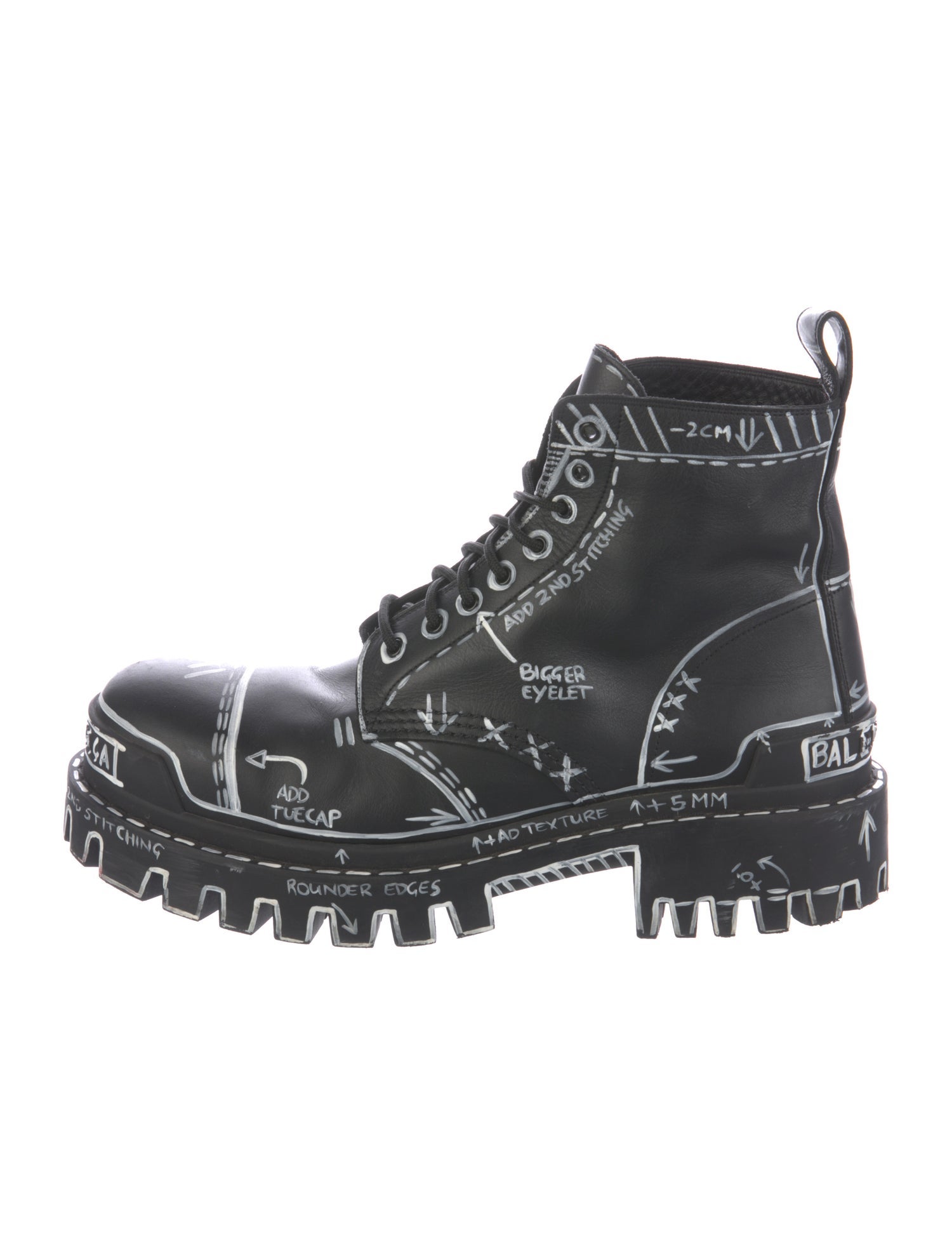Balenciaga Leather Printed Combat Boots