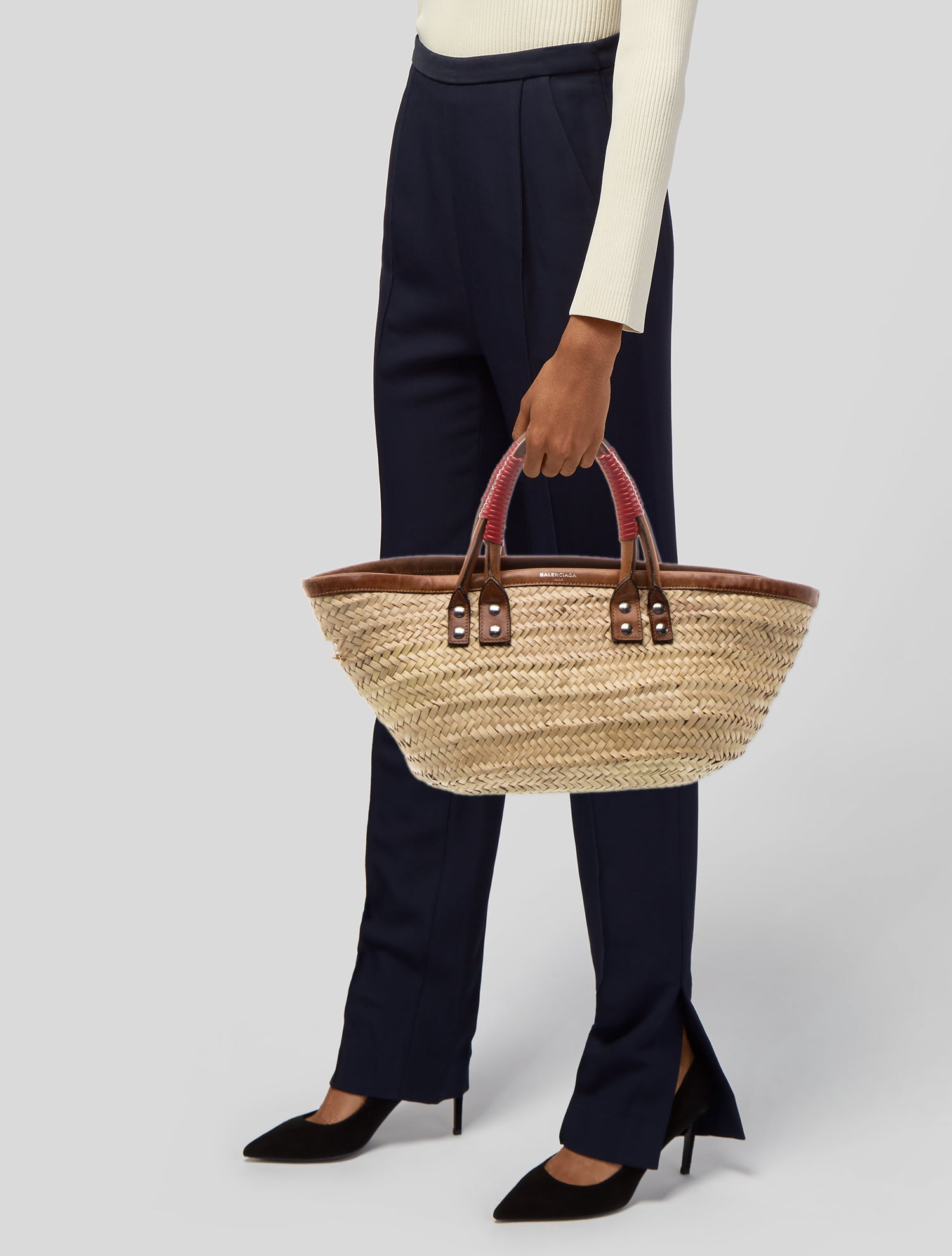 Balenciaga Raffia Panier - Neutrals Handle Bags, Handbags